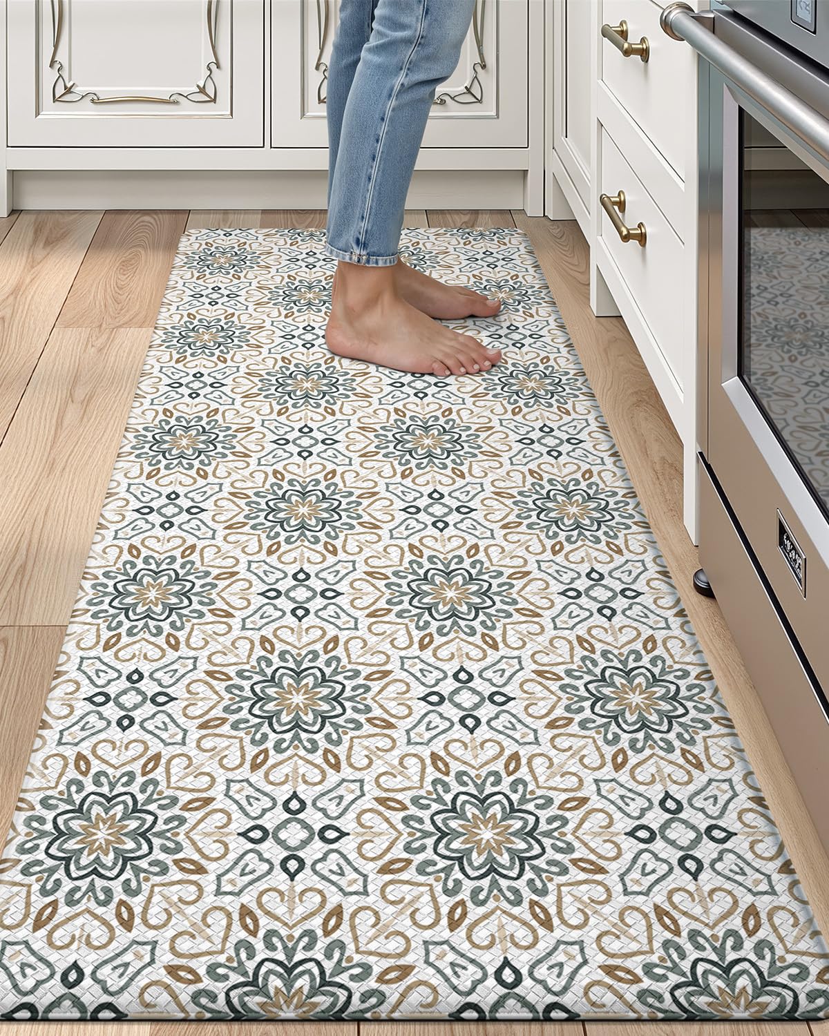 LUMI Anti-Fatigue Kitchen Floor Mats Set of 2,Cushioned Comfort Standing Rug Waterproof 2PCS, Non-Slip Ergonomic Foam Runner for Sink, Laundry, Office & Home,17x29+17x59,