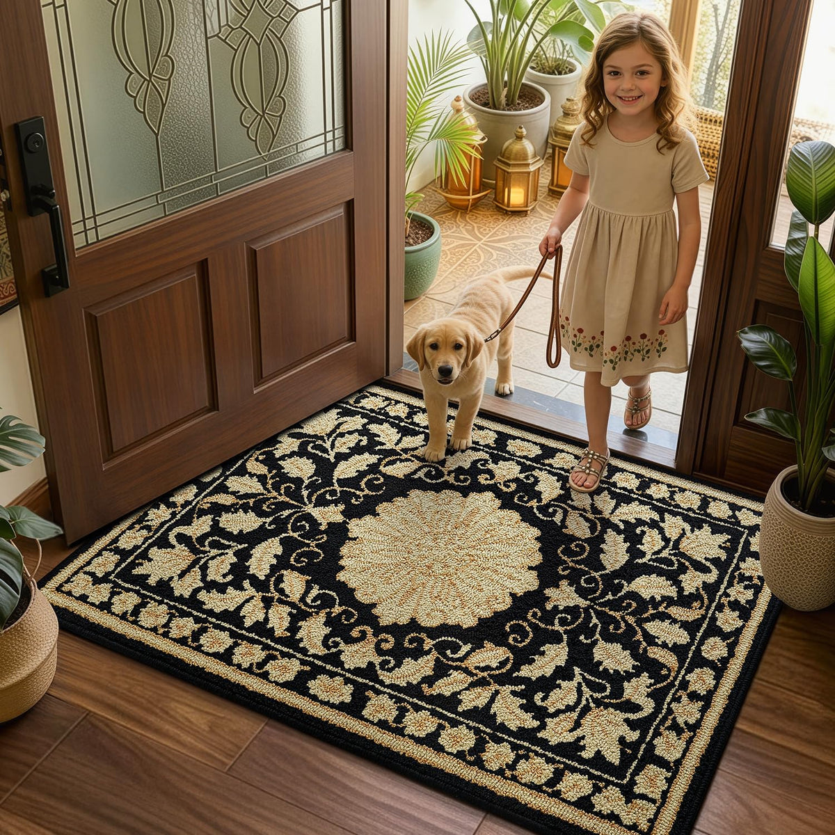 LUMI Indoor Door Mat 24x36, Non-Slip Durable Rubber Backing Washable