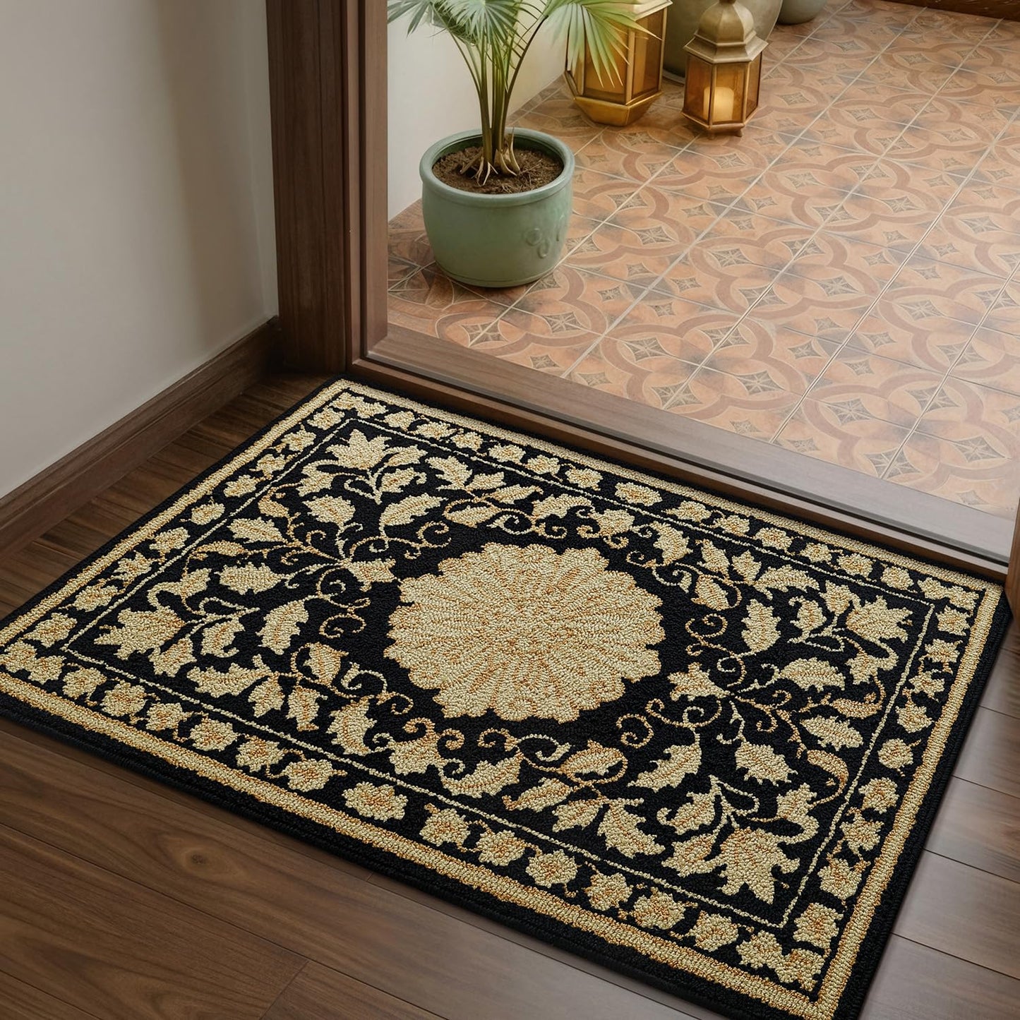 LUMI Indoor Door Mat 24x36, Non-Slip Durable Rubber Backing Washable