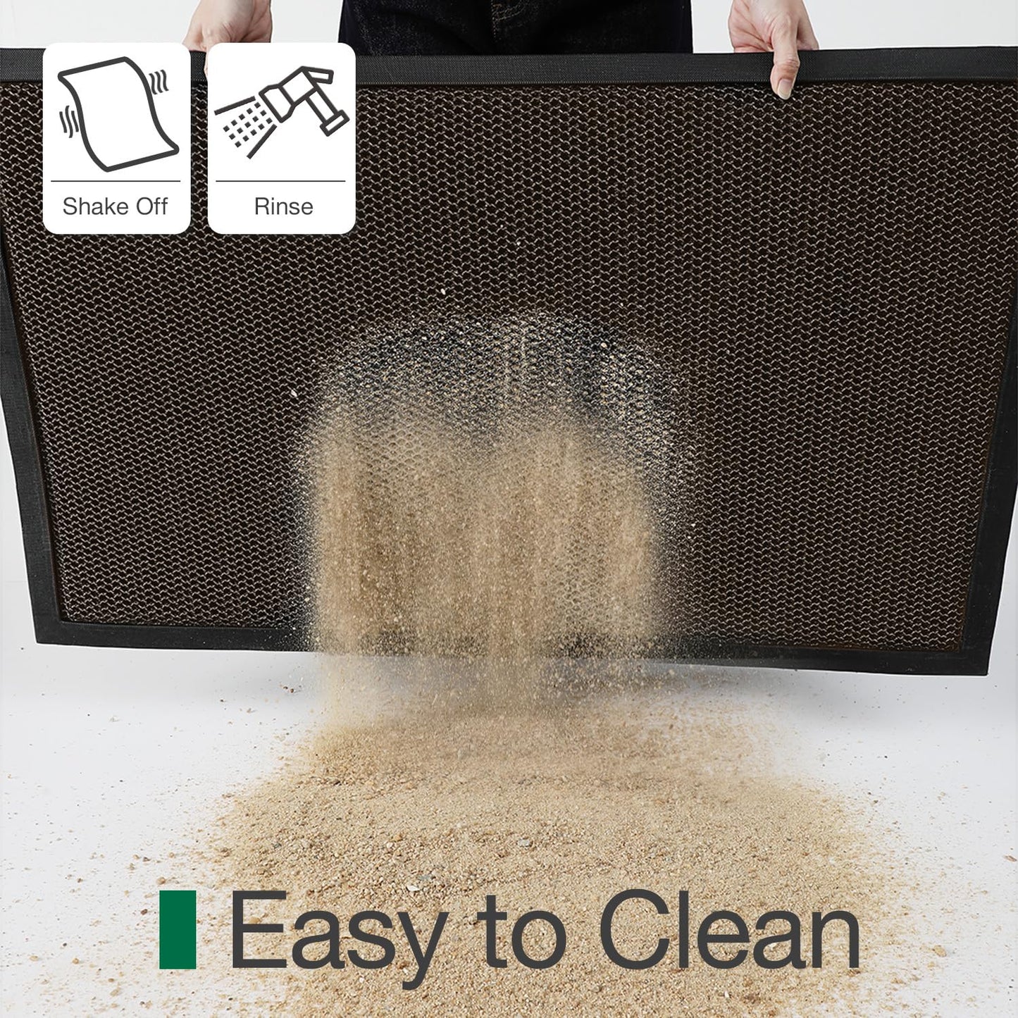 LUMI Front Door Mat for Outside Entrance 17''x30'', Heavy-Duty Dirt-Trapping Doormat with Durable Non-Slip Rubber Backing, Stain & Fade-Resistant Entry Mats, Black