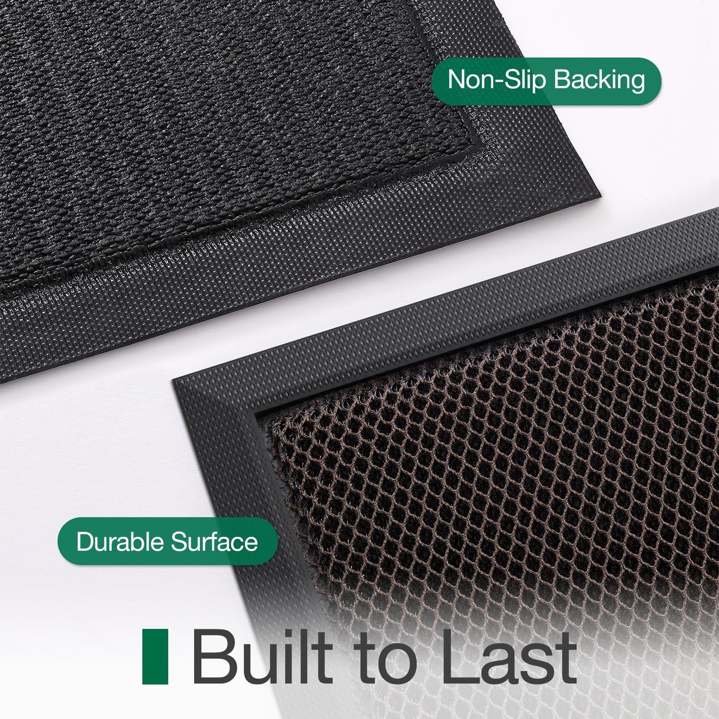 LUMI Front Door Mat for Outside Entrance 17''x30'', Heavy-Duty Dirt-Trapping Doormat with Durable Non-Slip Rubber Backing, Stain & Fade-Resistant Entry Mats, Black