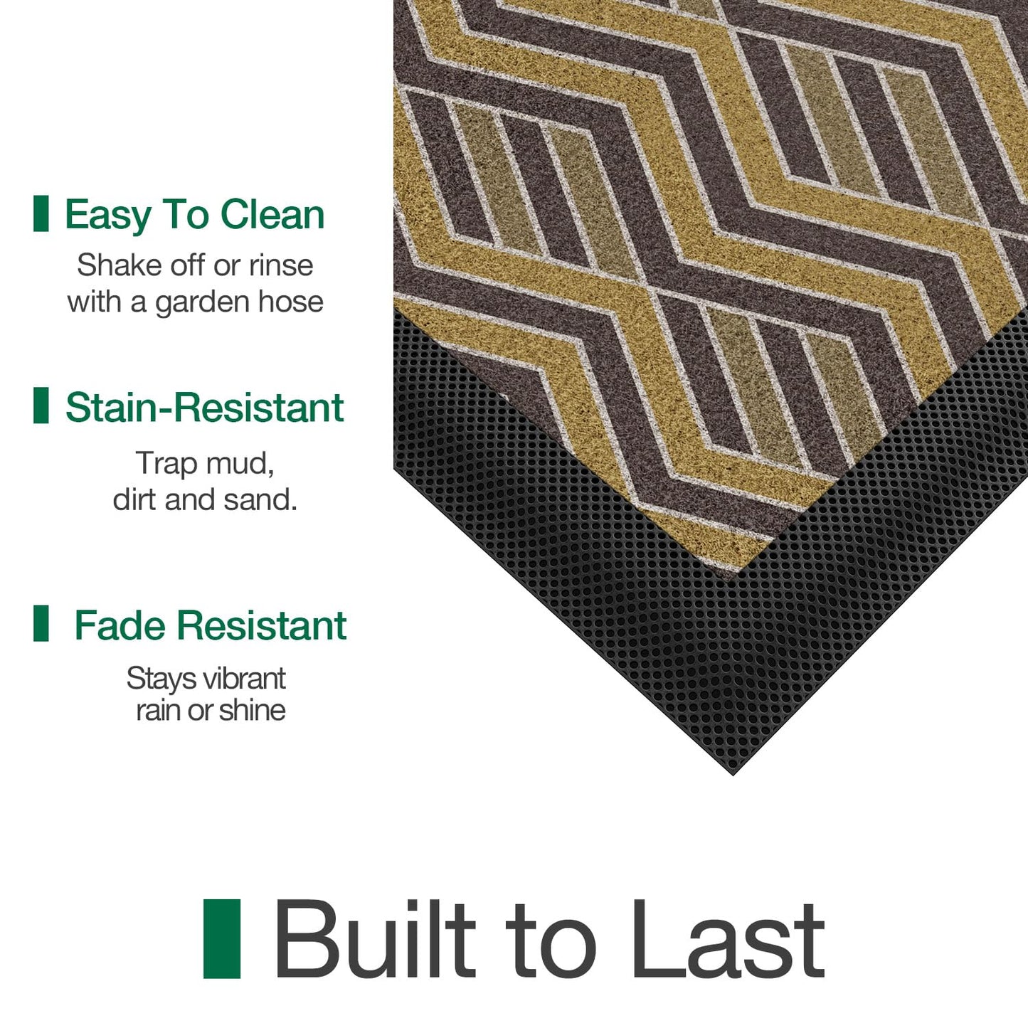 LUMI Thin Indoor Door Mat, Dirt & Moisture Trapping, Non-Slip Rubber Backing, Low Profile Inside Doormat for Home Entrance, Entryway, Patio & Porch