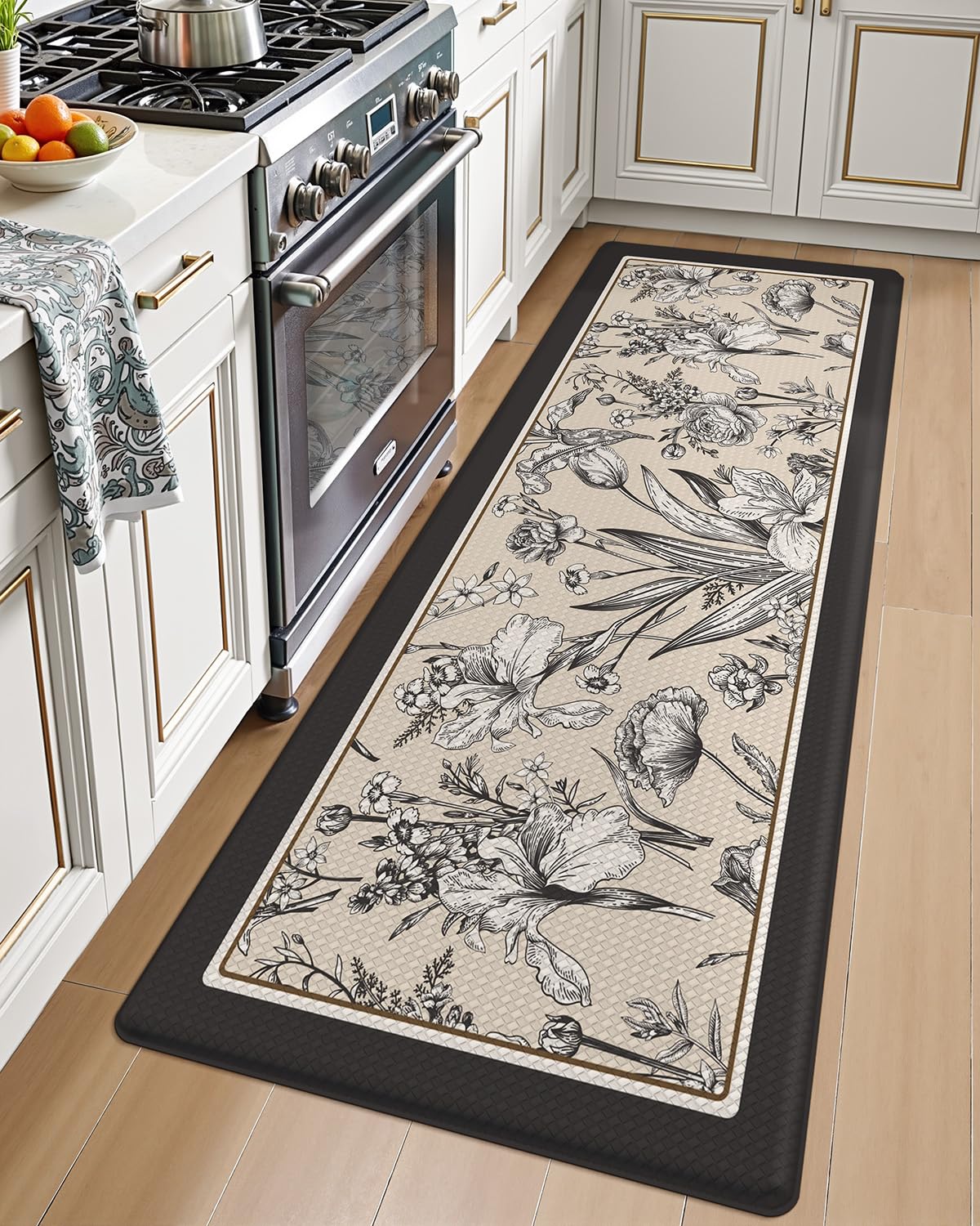 LUMI Anti-Fatigue Kitchen Floor Mats Set of 2,Cushioned Comfort Standing Rug Waterproof 2PCS, Non-Slip Ergonomic Foam Runner for Sink, Laundry, Office & Home,17x29+17x59,