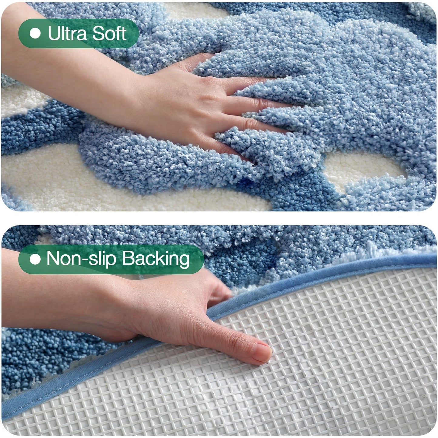 LUMI Forest Green Large Bathroom Rug, Soft Fluffy Bath Mat Non Slip, Quick Dry Absorbent Washable Carpet for Shower Floor, Bedroom, Kids Room, 24"x36"