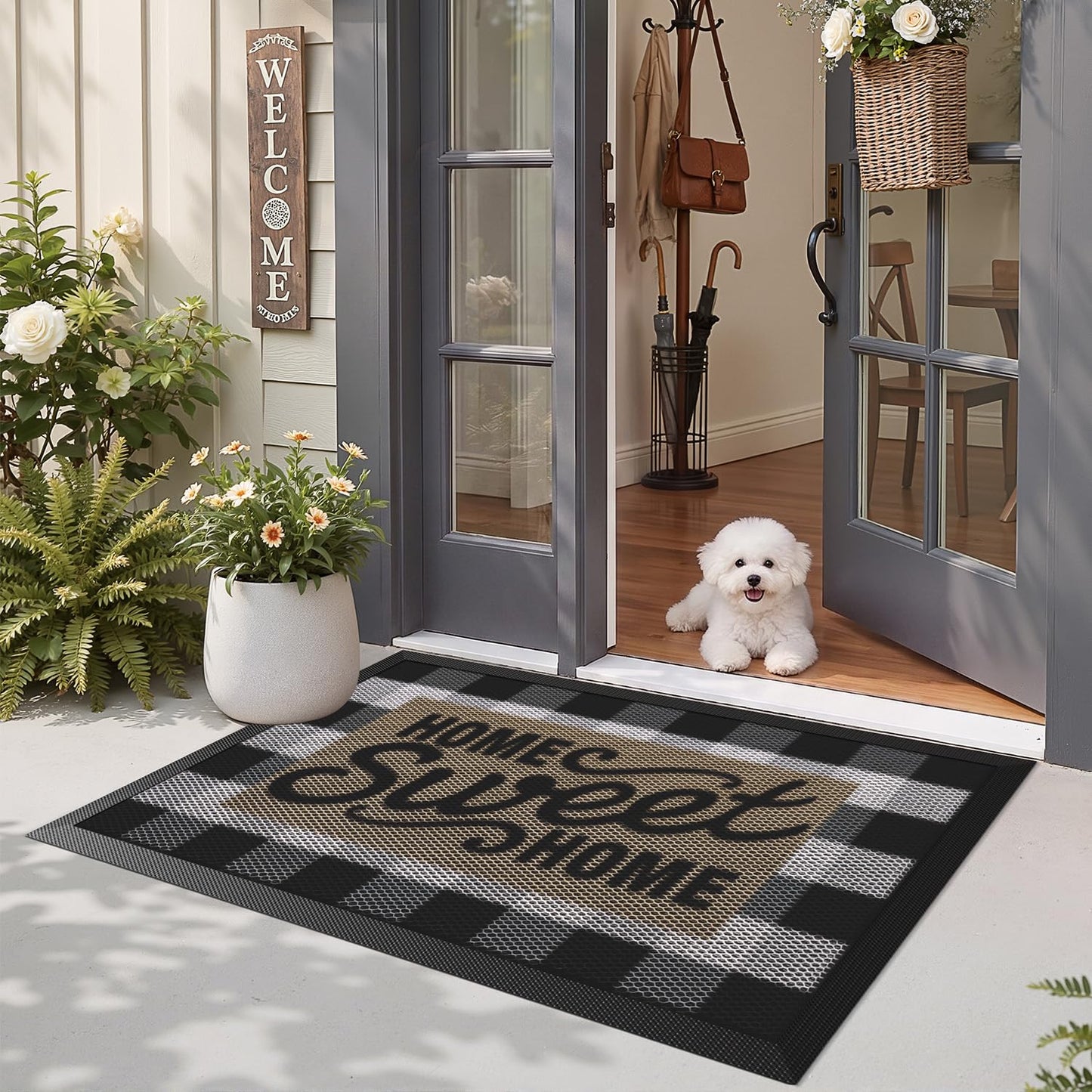 LUMI Outside Welcome Door Mat 32x47, Non-Slip Durable Rubber Easy Clean