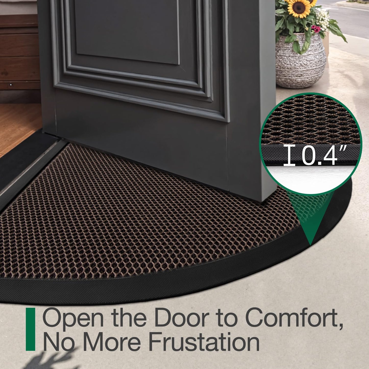 LUMI Front Door Mat for Outside Entrance 17''x30'', Heavy-Duty Dirt-Trapping Doormat with Durable Non-Slip Rubber Backing, Stain & Fade-Resistant Entry Mats, Black