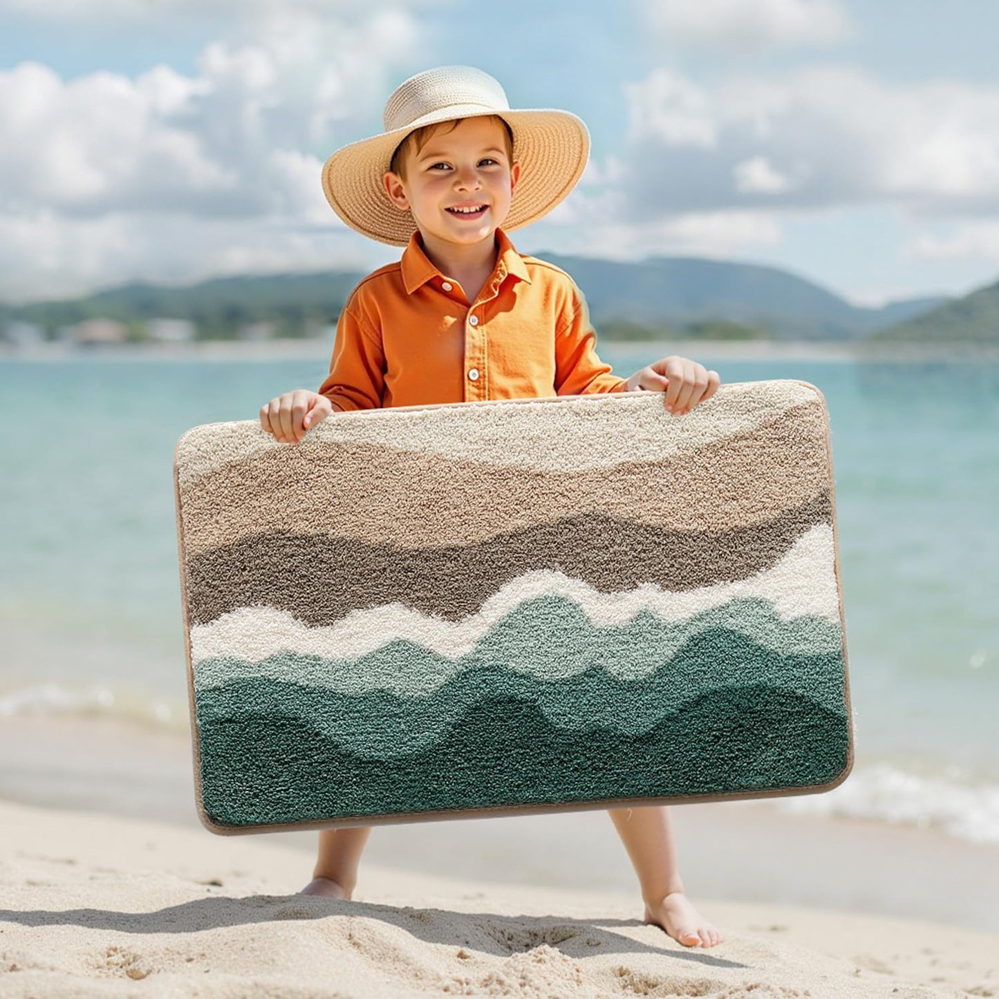 Bathroom Rugs, Non Slip Bath Mat Ultra Soft Washable Absorbent Quick Dry, Ocean Theme Collection