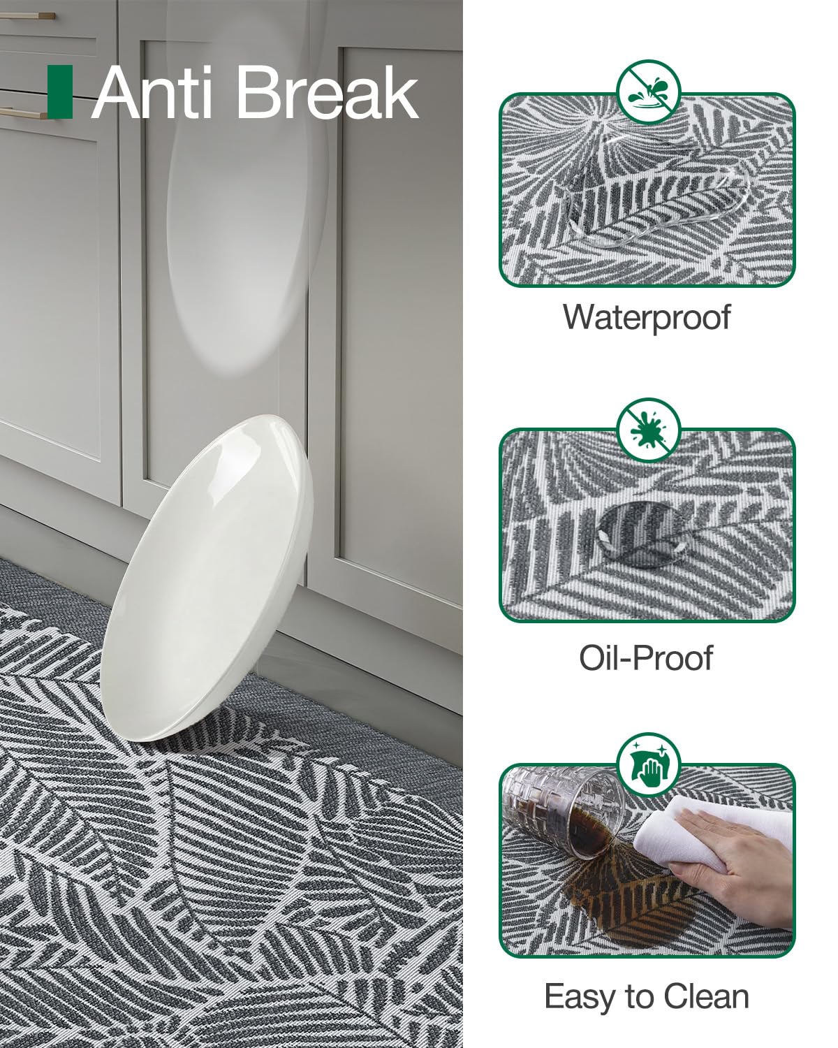 LUMI Kitchen Mat, Ultra-Soft Non-Slip Rugs for Standing Comfort in Desk Office, Sink, Laundry Areas, 20"x32" Waterproof Stain Resistant Floor Pad