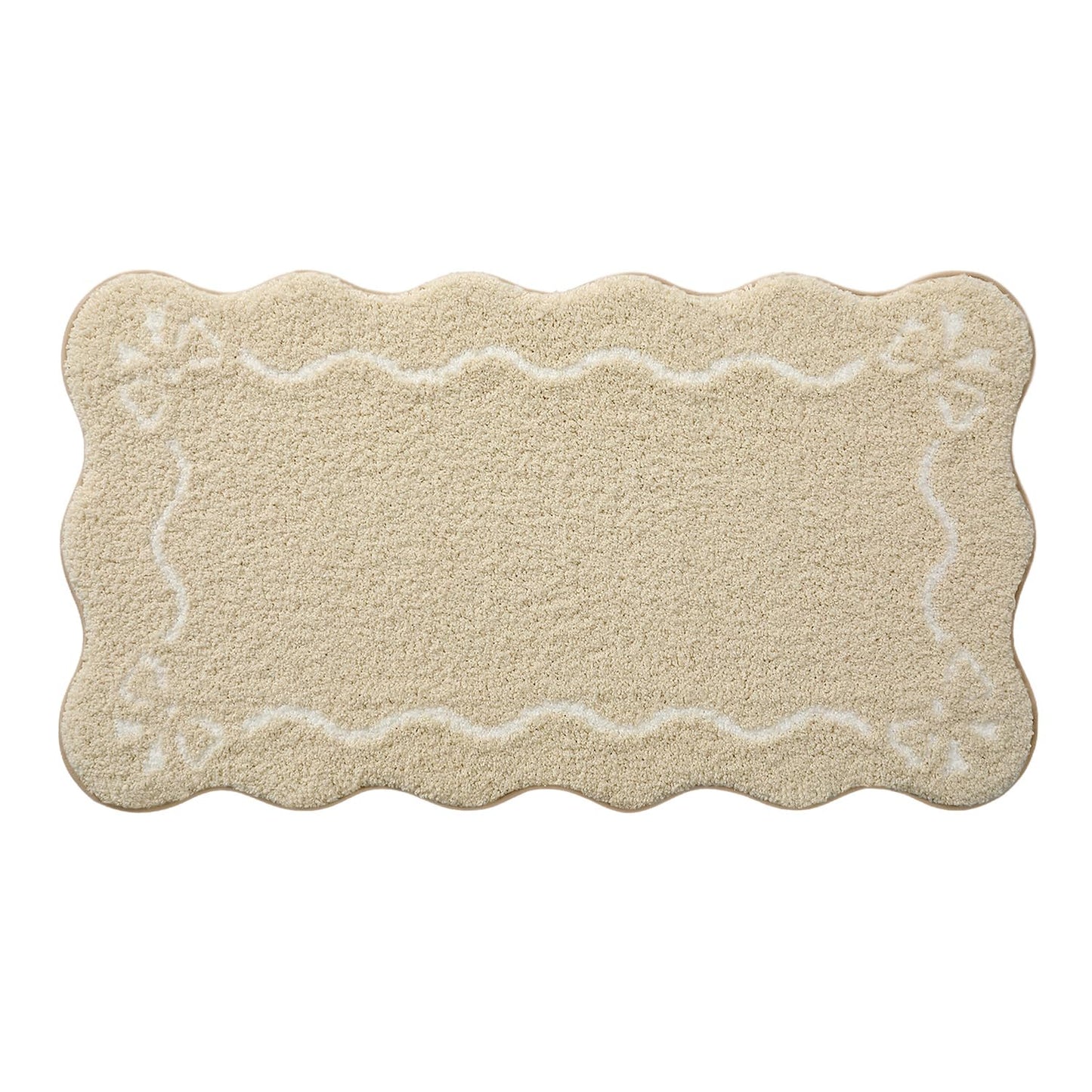 LUMI Scalloped Bathroom Rug, Cute Plush Microfiber Bath Mat, Super Absorbent & Quick Dry Shower Mat, Machine Washable Floor Carpet for Tub