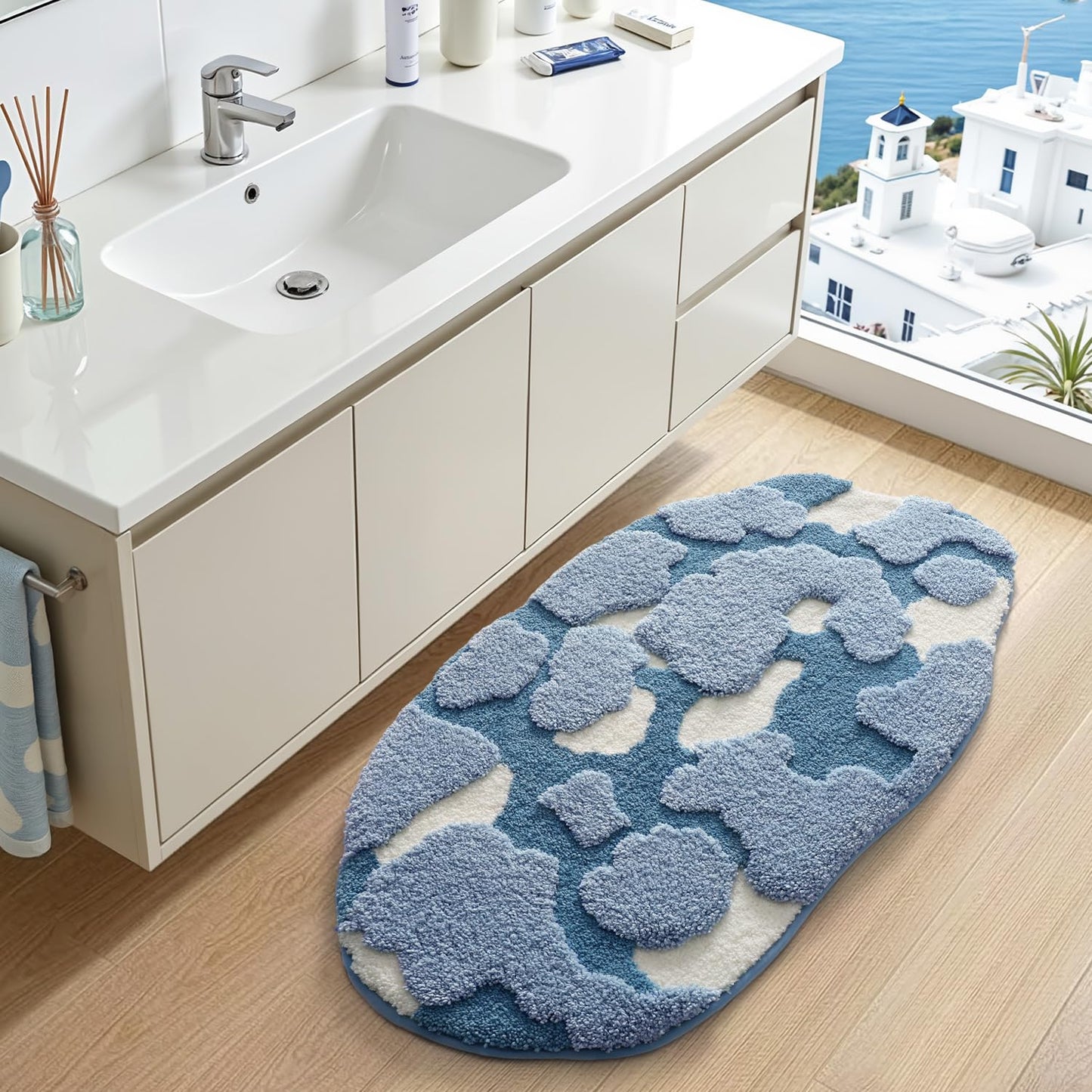 LUMI Forest Green Large Bathroom Rug, Soft Fluffy Bath Mat Non Slip, Quick Dry Absorbent Washable Carpet for Shower Floor, Bedroom, Kids Room, 24"x36"