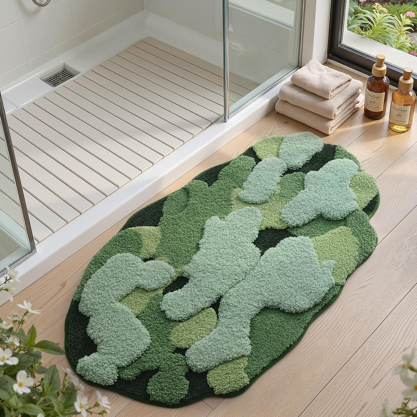 LUMI Forest Green Large Bathroom Rug, Soft Fluffy Bath Mat Non Slip, Quick Dry Absorbent Washable Carpet for Shower Floor, Bedroom, Kids Room, 24"x36"