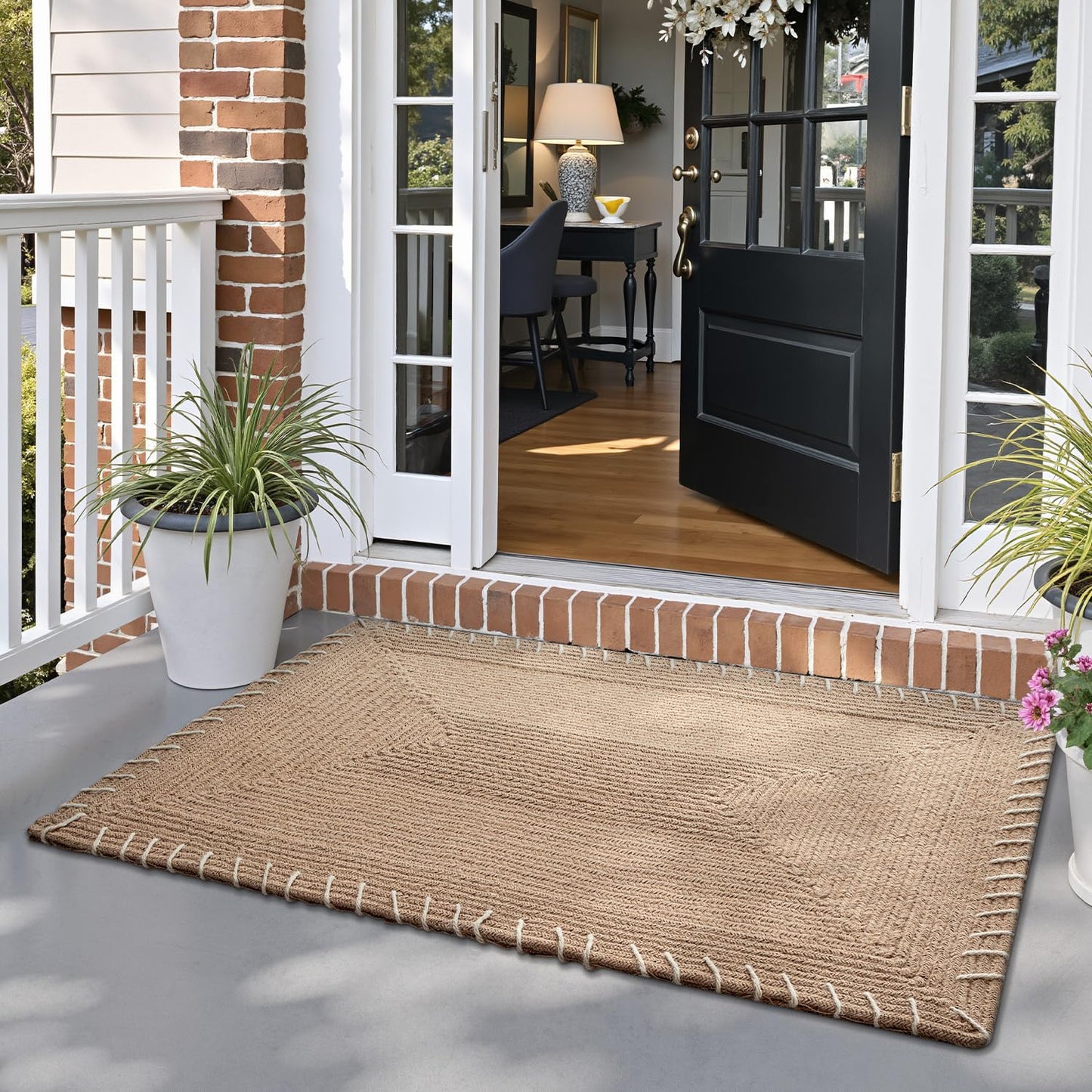 Handwoven Jute Door Mat, LUMI luxury Knit Jute Collection