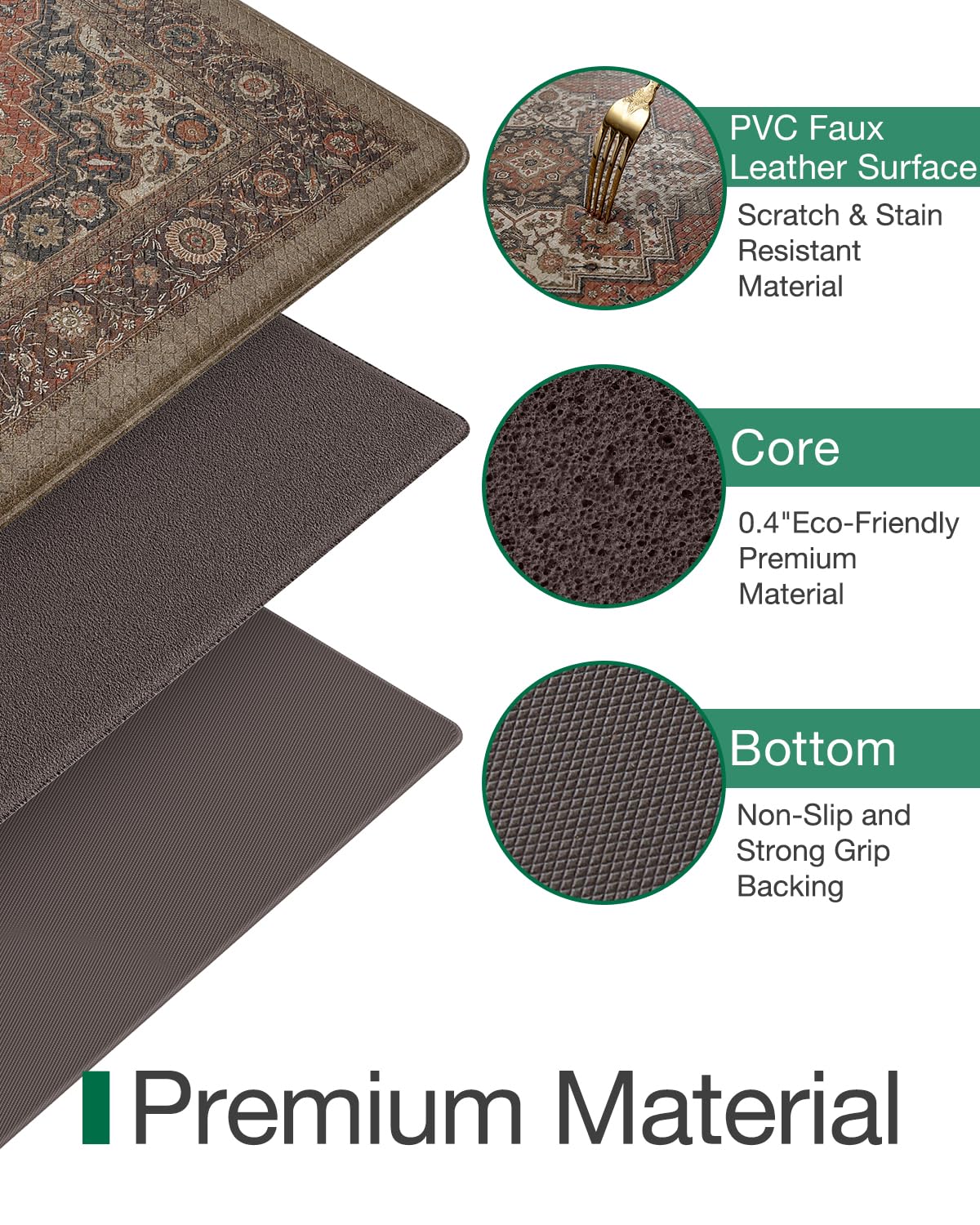 Kitchen Anti Fatigue Mat,  Cushioned Memory Foam Padded, Floor Runner for Home