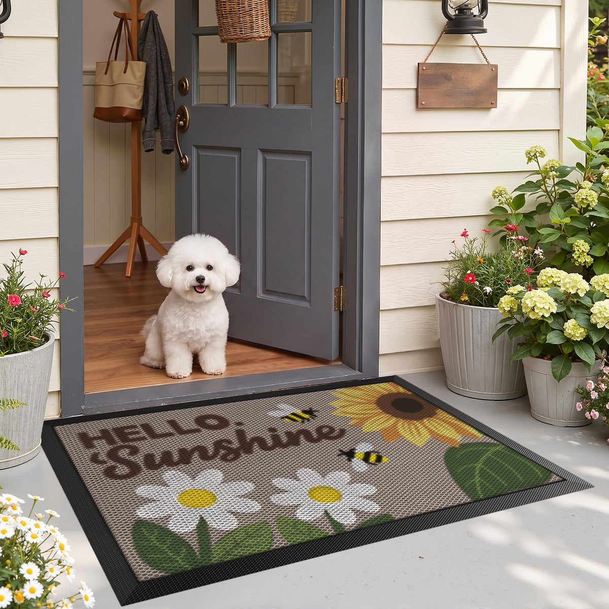 LUMI Outside Welcome Door Mat 32x47, Non-Slip Durable Rubber Easy Clean