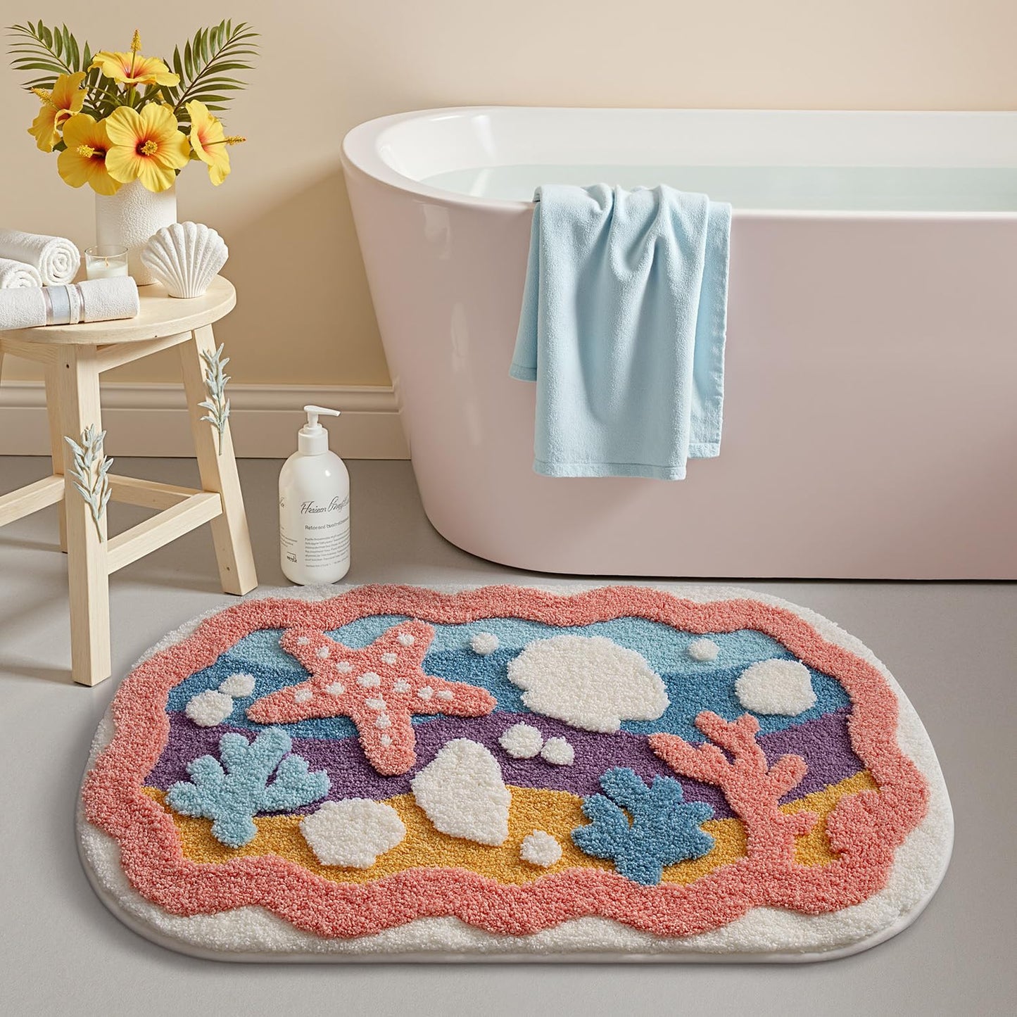 LUMI Forest Green Large Bathroom Rug, Soft Fluffy Bath Mat Non Slip, Quick Dry Absorbent Washable Carpet for Shower Floor, Bedroom, Kids Room, 24"x36"