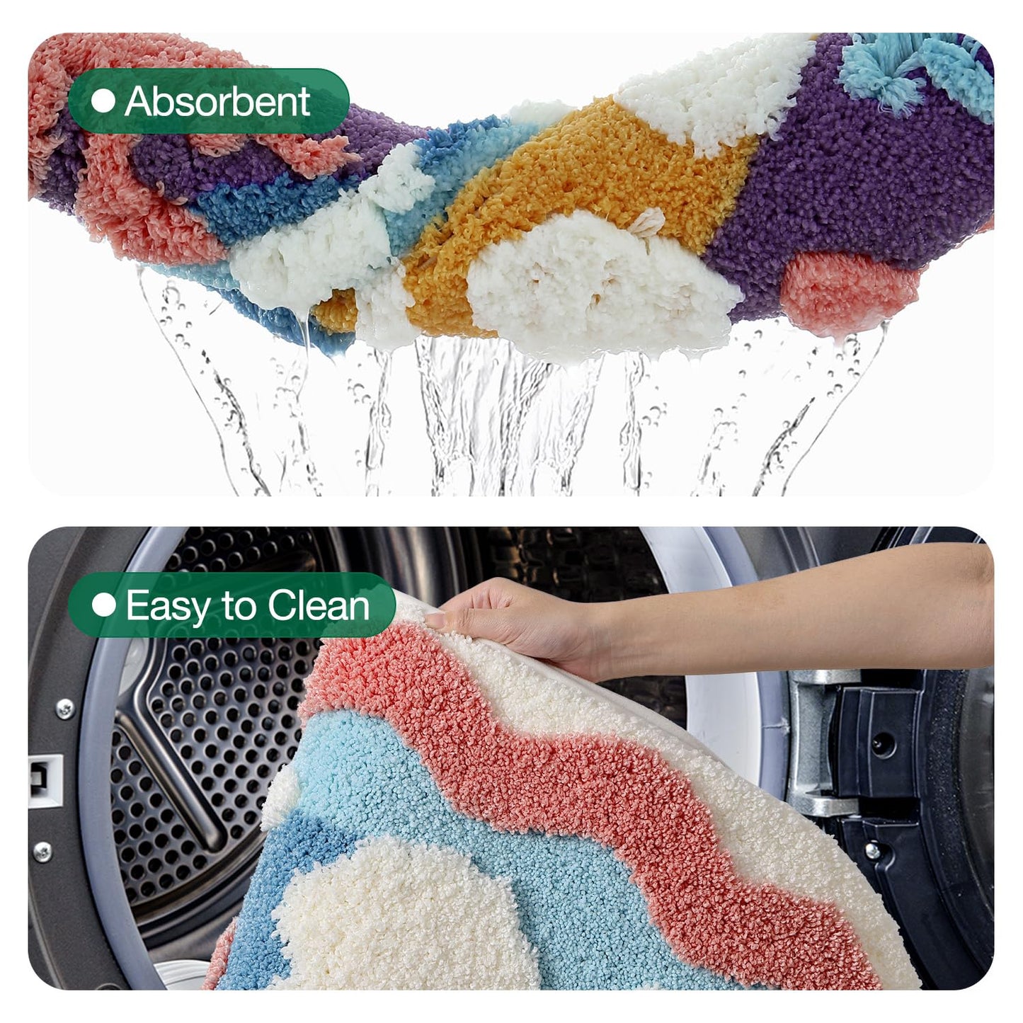 LUMI Forest Green Large Bathroom Rug, Soft Fluffy Bath Mat Non Slip, Quick Dry Absorbent Washable Carpet for Shower Floor, Bedroom, Kids Room, 24"x36"
