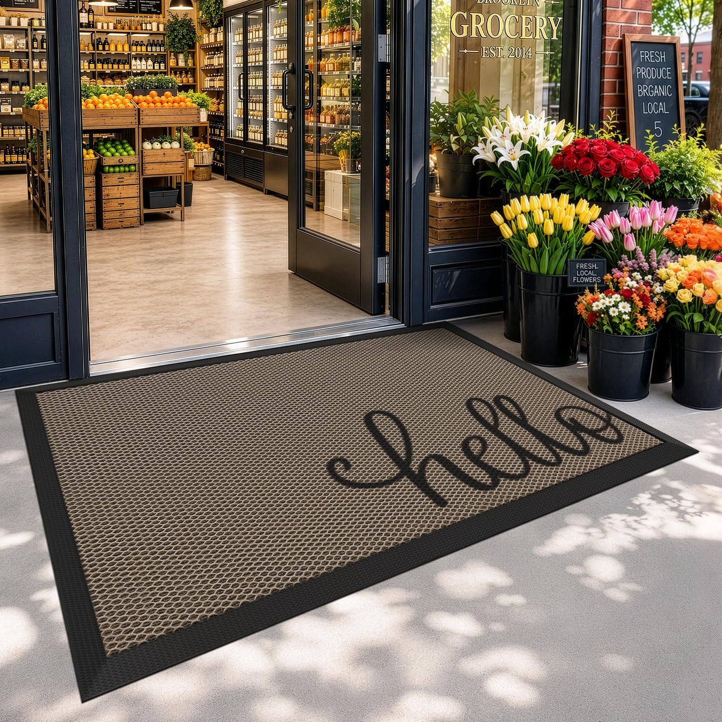 LUMI Outside Welcome Door Mat 32x47, Non-Slip Durable Rubber Easy Clean