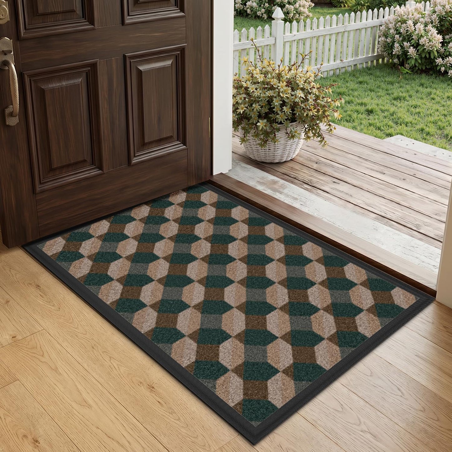 LUMI Thin Indoor Door Mat, Dirt & Moisture Trapping, Non-Slip Rubber Backing, Low Profile Inside Doormat for Home Entrance, Entryway, Patio & Porch