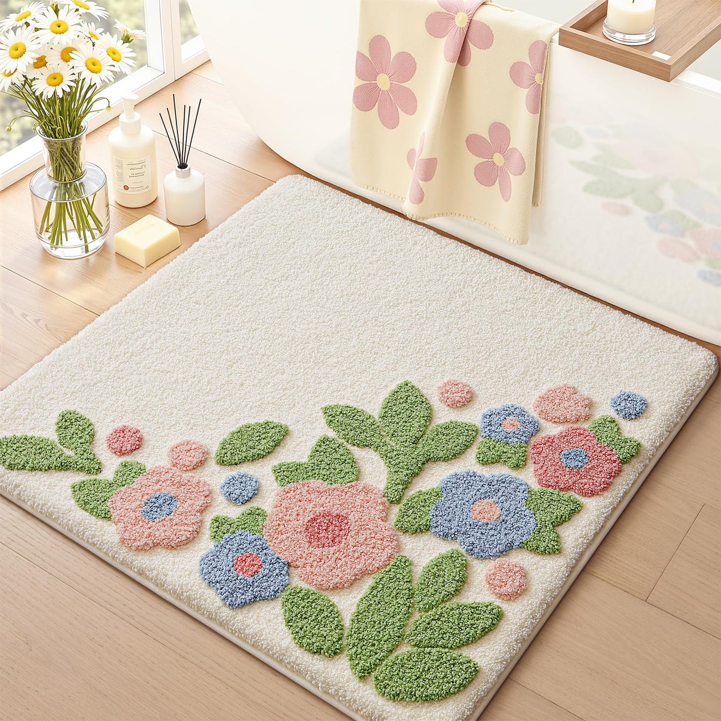 Bathroom Mat, Vibrant Plants Series.