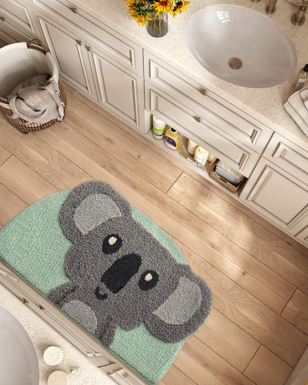 LUMI Cute Animal Bathroom Rugs, Plush Absorbent Bath Mats for Bathroom, Non-Slip Backing Washable Bath Mat, Ideal for Shower Sink Bathtub Room Decor, 18"x29", Koala
