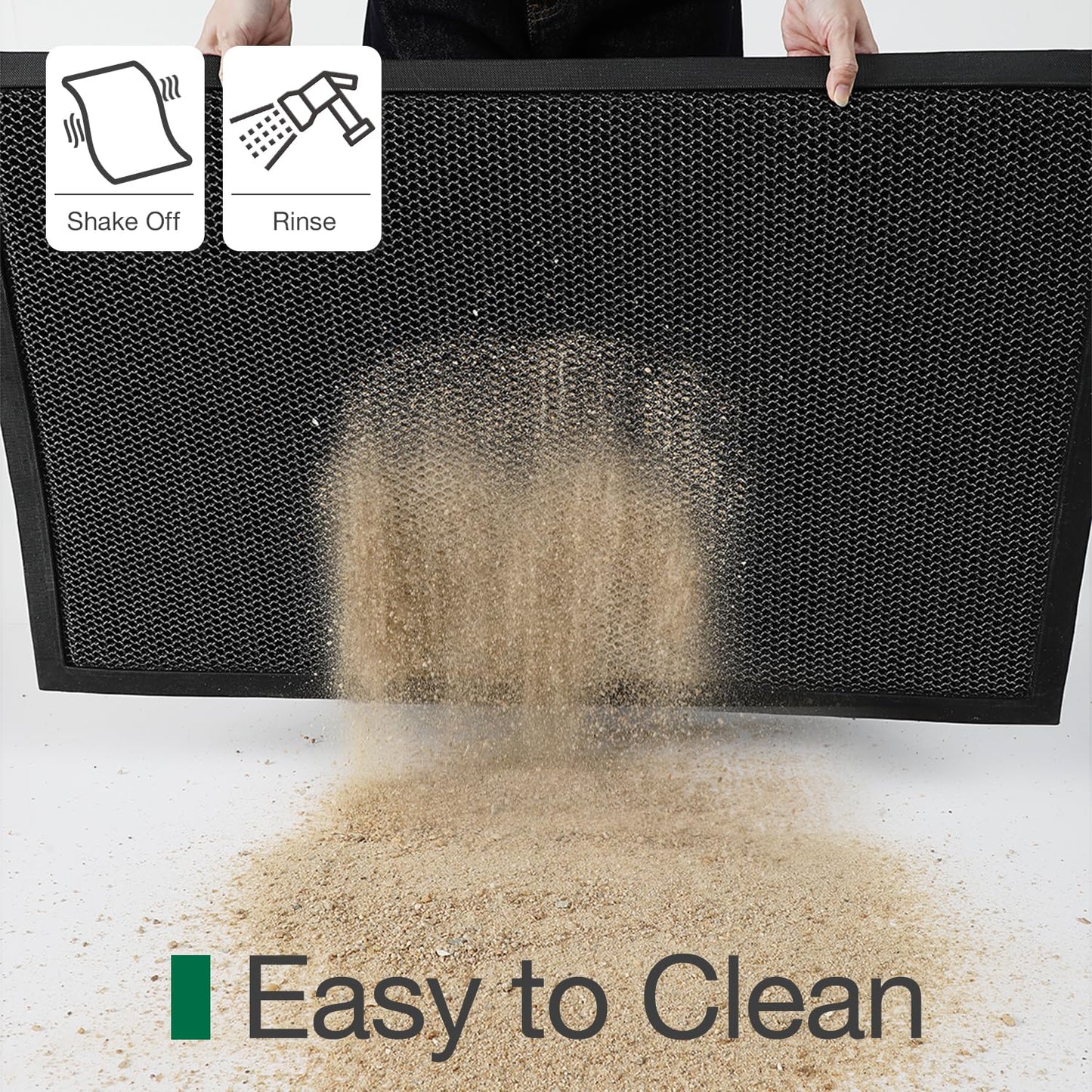 LUMI Front Door Mat for Outside Entrance 17''x30'', Heavy-Duty Dirt-Trapping Doormat with Durable Non-Slip Rubber Backing, Stain & Fade-Resistant Entry Mats, Black