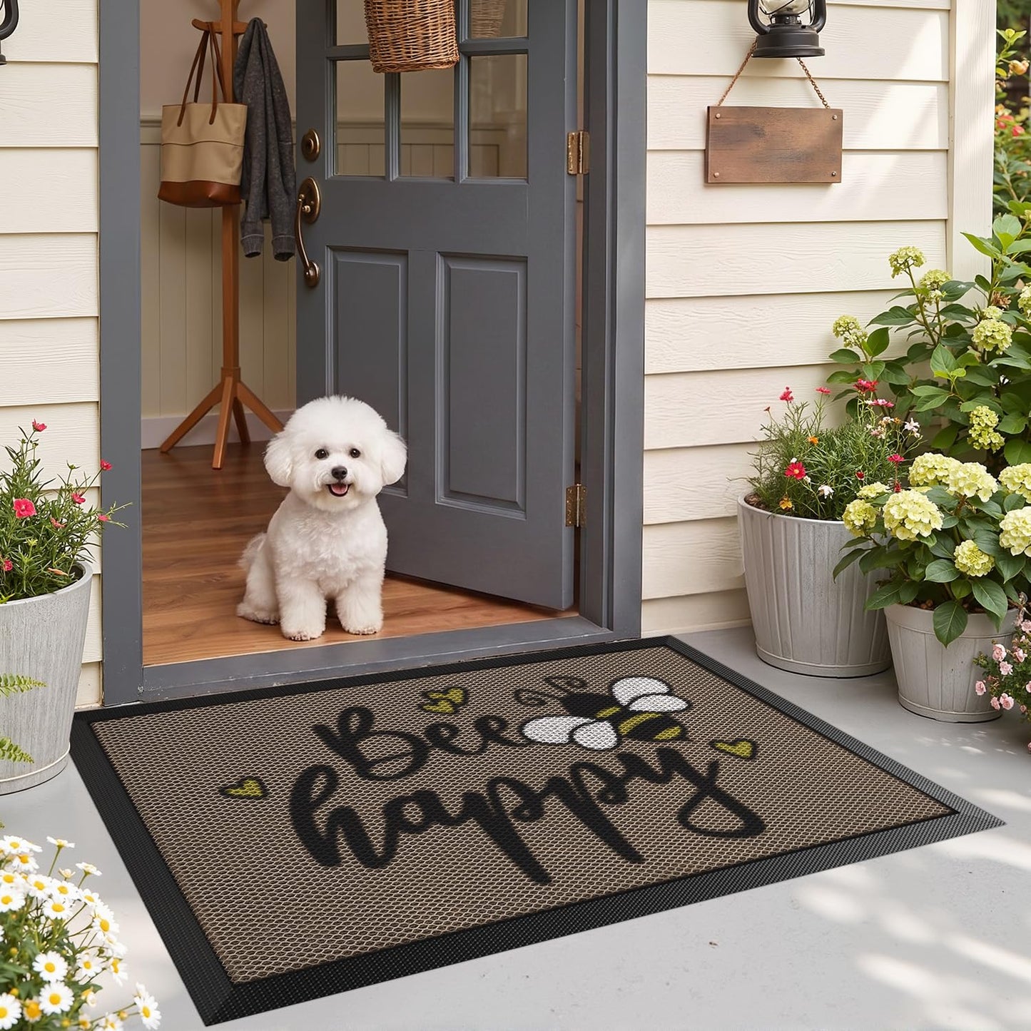 LUMI Outside Welcome Door Mat 32x47, Non-Slip Durable Rubber Easy Clean