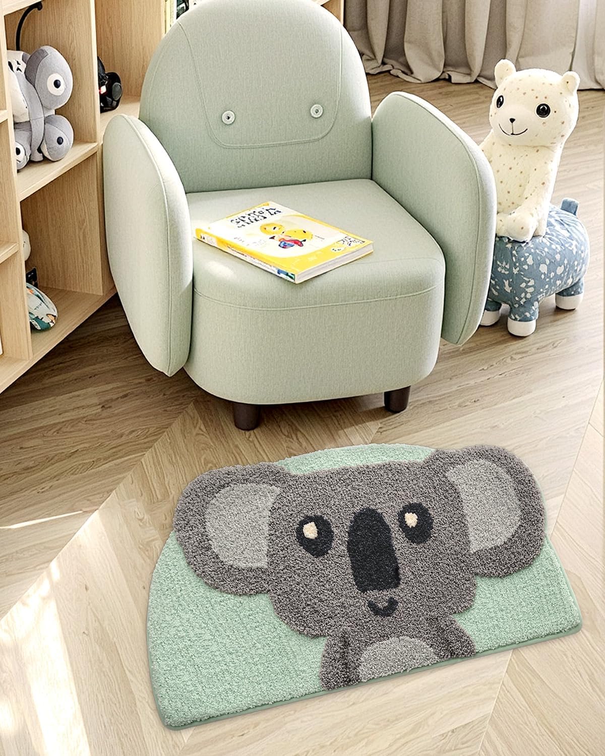 LUMI Cute Animal Bathroom Rugs, Plush Absorbent Bath Mats for Bathroom, Non-Slip Backing Washable Bath Mat, Ideal for Shower Sink Bathtub Room Decor, 18"x29", Koala