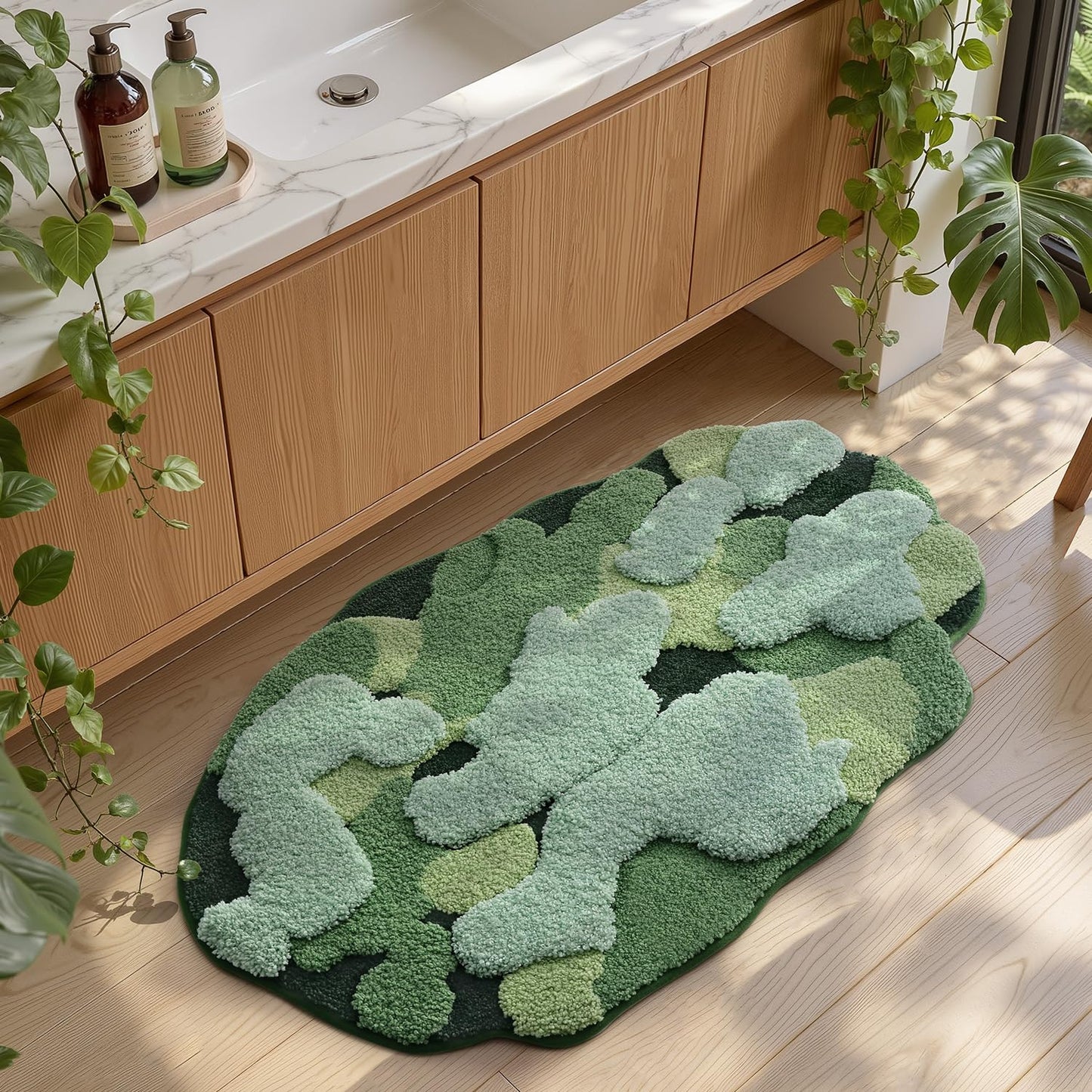 LUMI Forest Green Large Bathroom Rug, Soft Fluffy Bath Mat Non Slip, Quick Dry Absorbent Washable Carpet for Shower Floor, Bedroom, Kids Room, 24"x36"