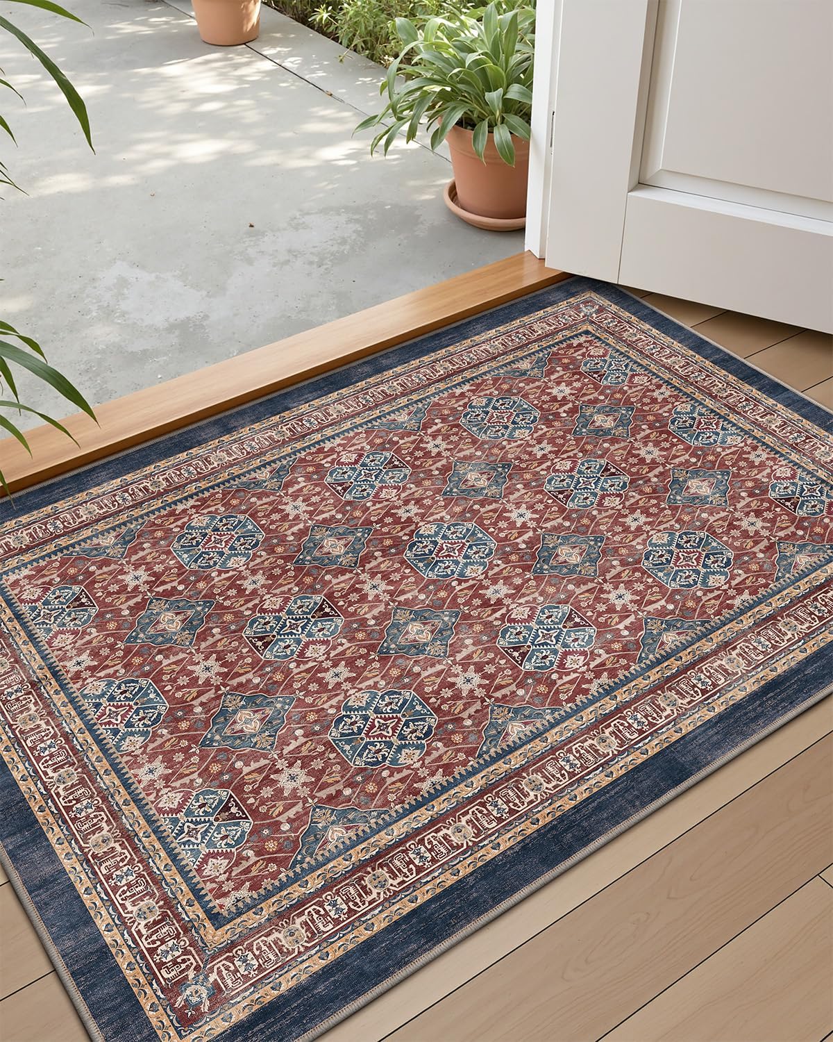 LUMI Indoor Door Mat 17x30, Washable Low Pile Entry Rug with Non-Slip Rubber Backing, Durable Welcome Mat for Entryway, Hallway, Patio, or Porch