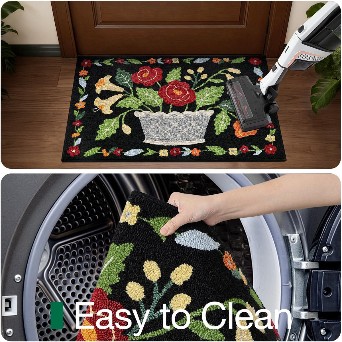 LUMI Indoor Door Mat 24x36, Non-Slip Durable Rubber Backing Washable