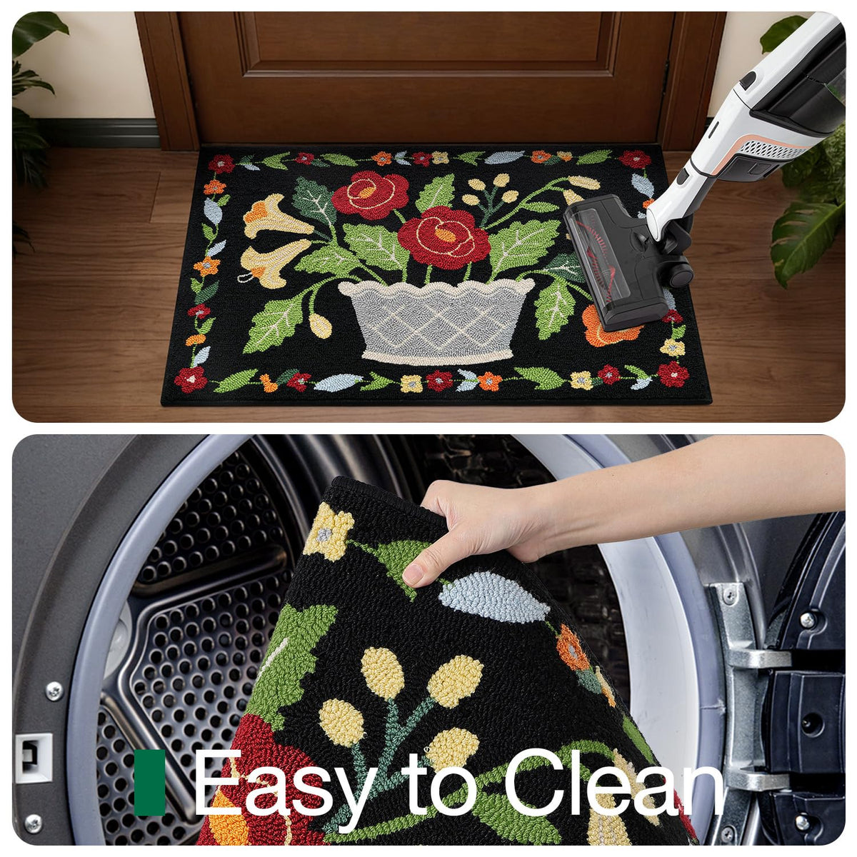 LUMI Indoor Door Mat 24x36, Non-Slip Durable Rubber Backing Washable