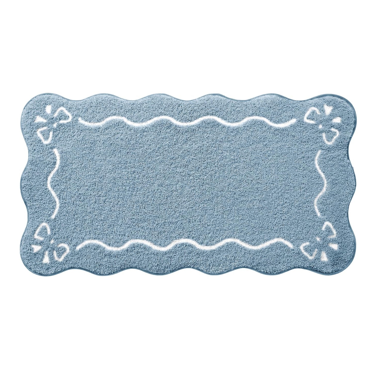 LUMI Scalloped Bathroom Rug, Cute Plush Microfiber Bath Mat, Super Absorbent & Quick Dry Shower Mat, Machine Washable Floor Carpet for Tub