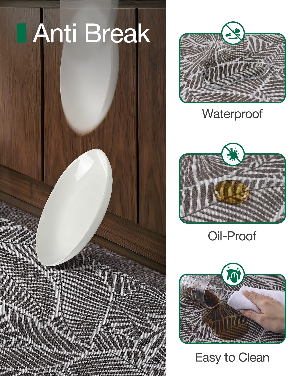 LUMI Kitchen Mat, Ultra-Soft Non-Slip Rugs for Standing Comfort in Desk Office, Sink, Laundry Areas, 20"x32" Waterproof Stain Resistant Floor Pad