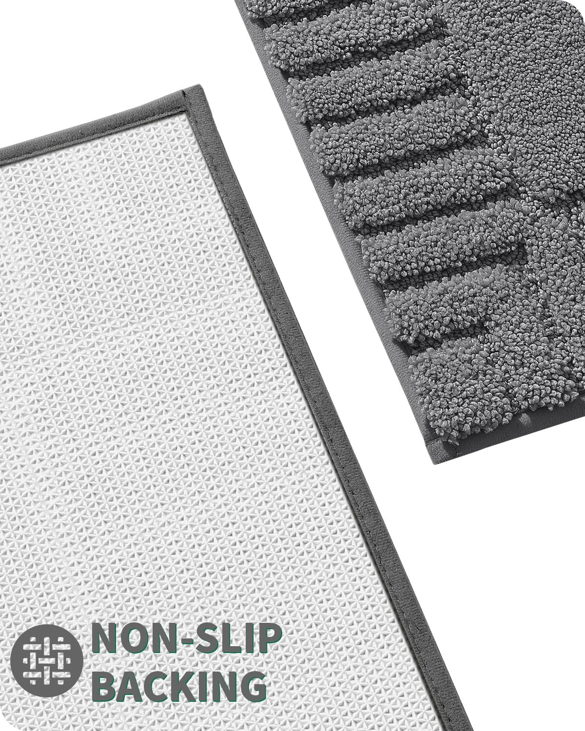 LUMI Bathroom Rug, Non Slip Rubber Backing, Extra Soft Plush Microfiber, Absorbent, Machine Washable Quick Dry, Dark Grey, for Tub/Shower/Hotel