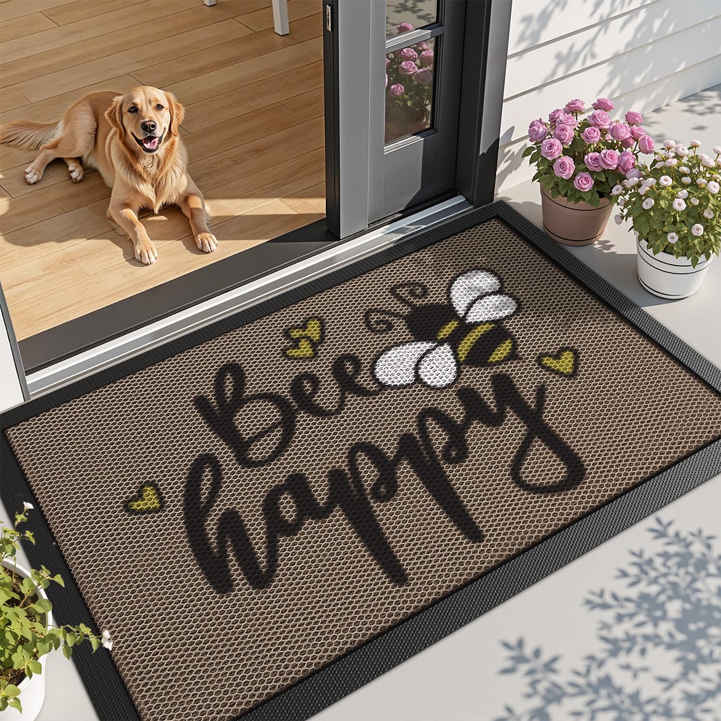 LUMI Outside Welcome Door Mat 32x47, Non-Slip Durable Rubber Easy Clean