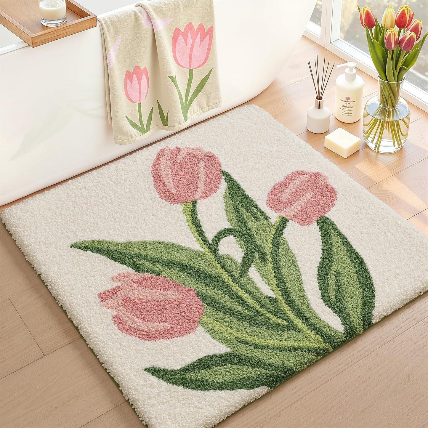 Bathroom Mat, Vibrant Plants Series.