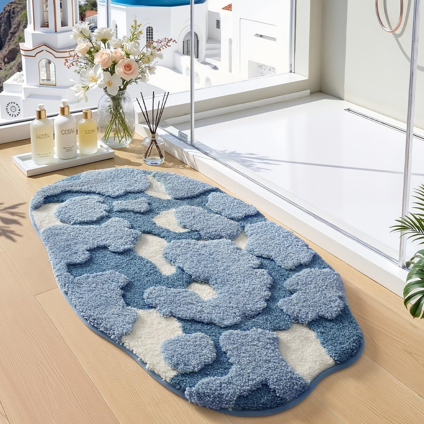 LUMI Forest Green Large Bathroom Rug, Soft Fluffy Bath Mat Non Slip, Quick Dry Absorbent Washable Carpet for Shower Floor, Bedroom, Kids Room, 24"x36"