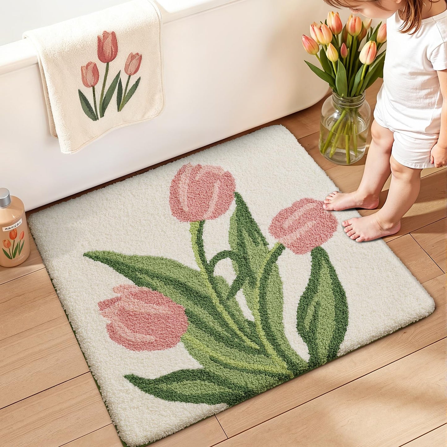 Bathroom Mat, Vibrant Plants Series.