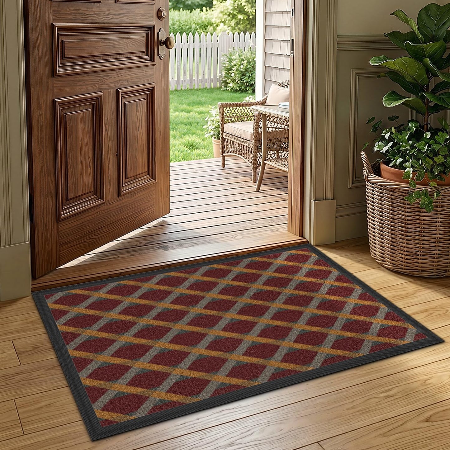 LUMI Thin Indoor Door Mat, Dirt & Moisture Trapping, Non-Slip Rubber Backing, Low Profile Inside Doormat for Home Entrance, Entryway, Patio & Porch