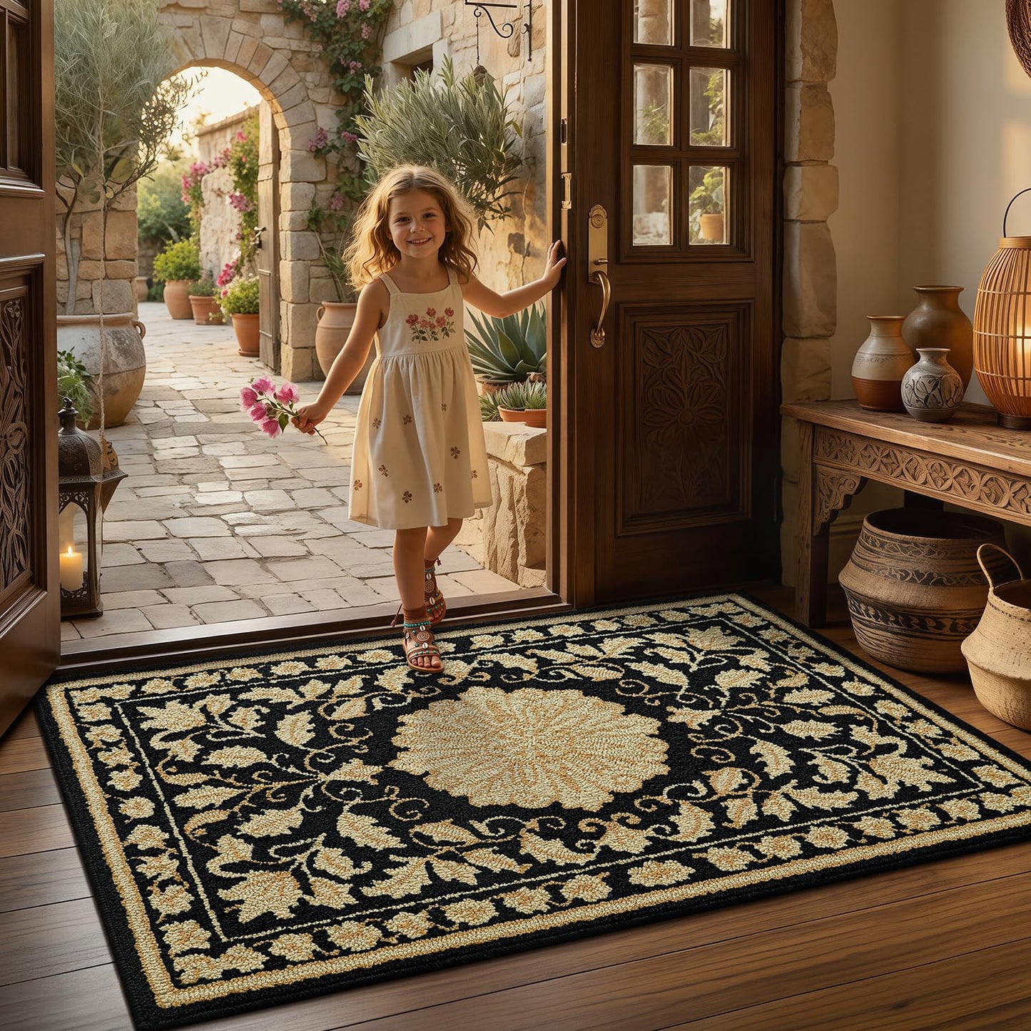 LUMI Indoor Door Mat 24x36, Non-Slip Durable Rubber Backing Washable