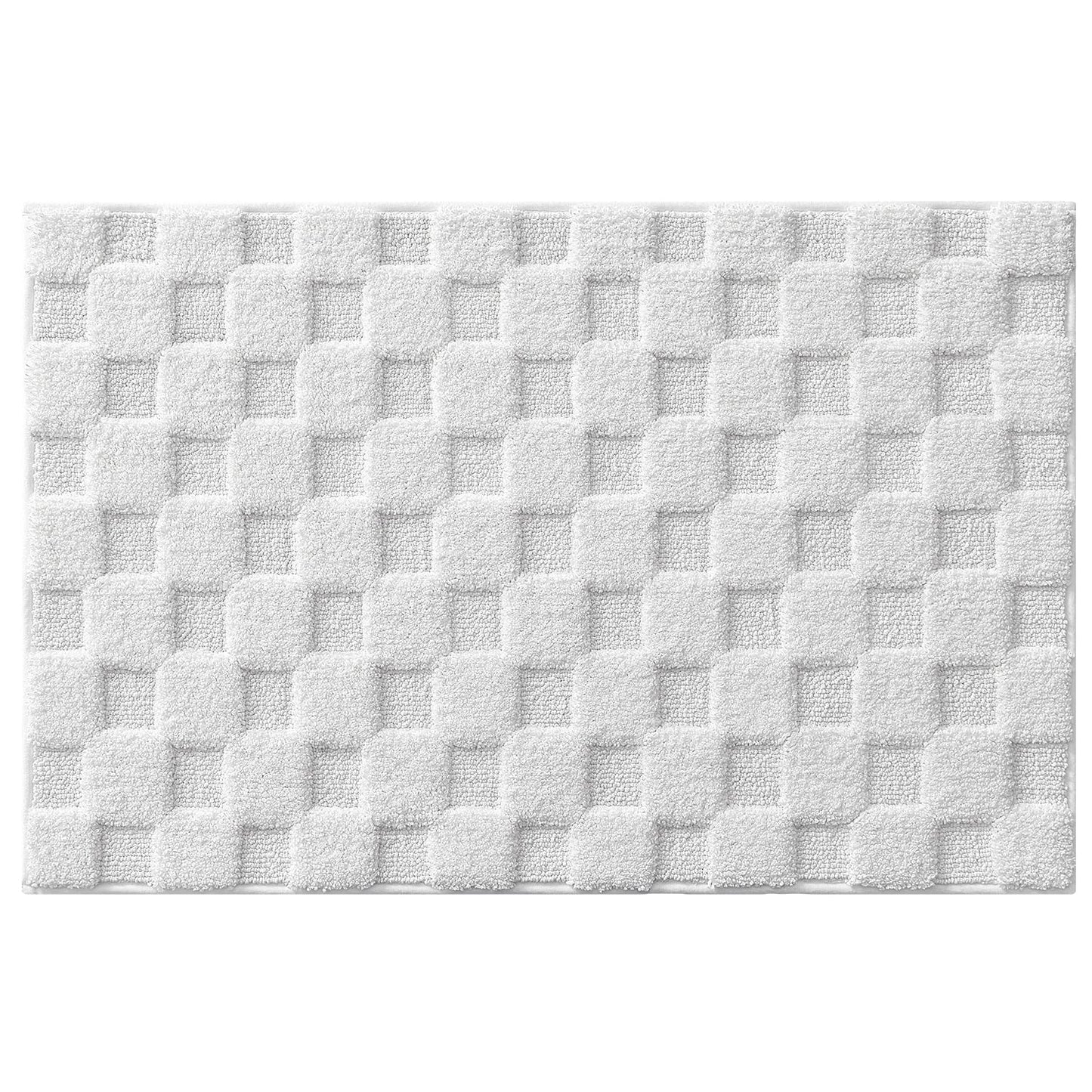 LUMI Non Slip Checkered Bathroom Rugs, Absorbent Waffle Mat, Beige, 16x24