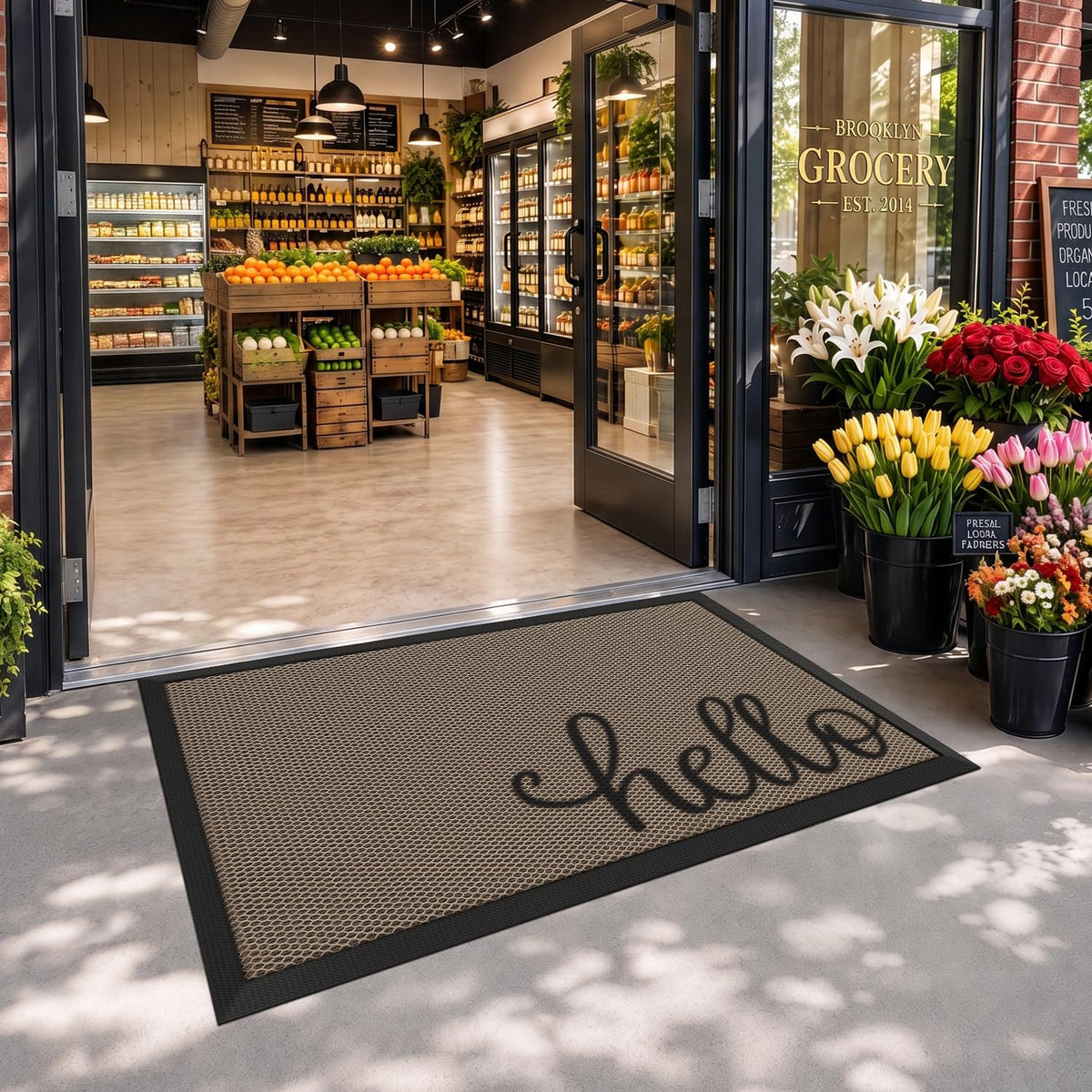 LUMI Outside Welcome Door Mat 32x47, Non-Slip Durable Rubber Easy Clean
