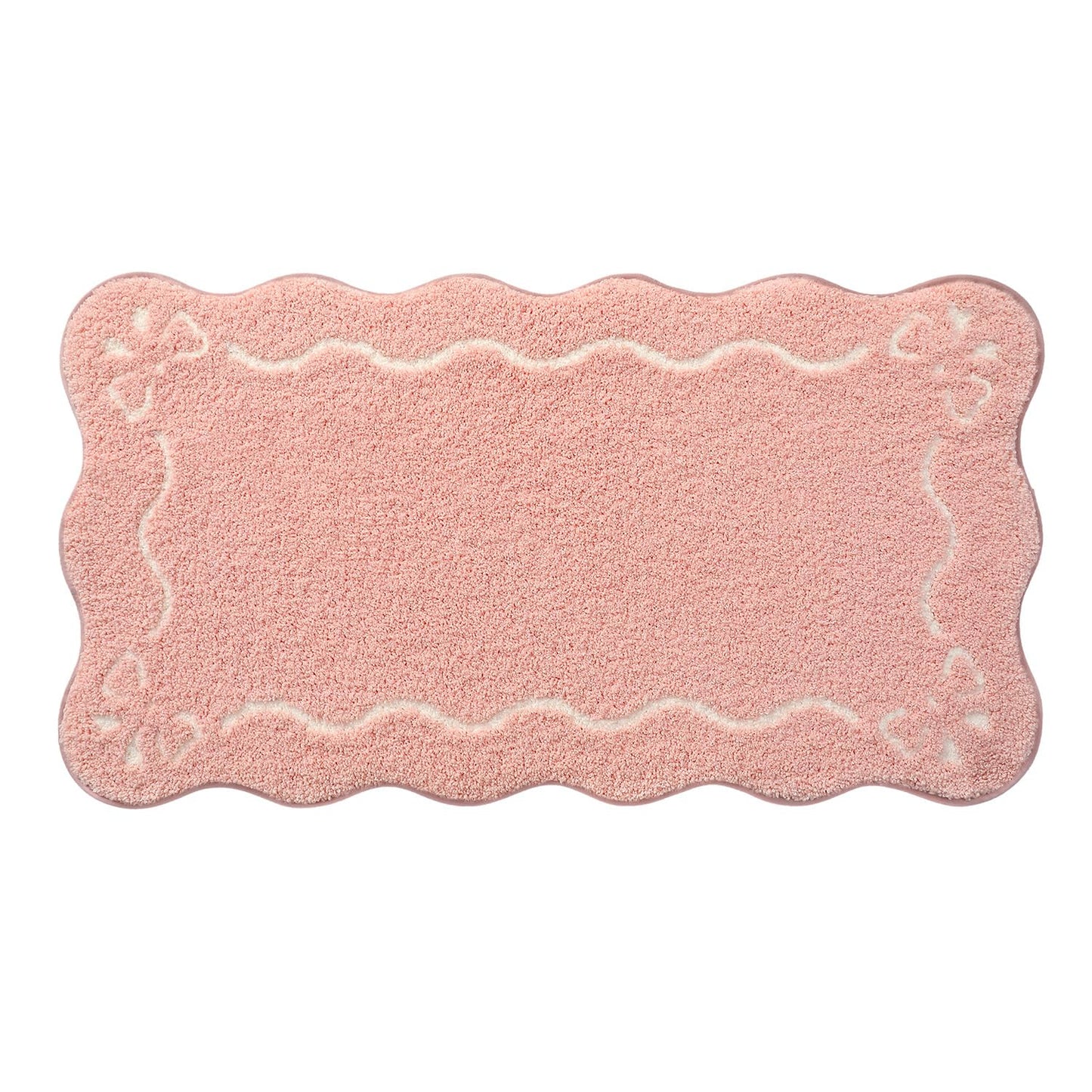LUMI Scalloped Bathroom Rug, Cute Plush Microfiber Bath Mat, Super Absorbent & Quick Dry Shower Mat, Machine Washable Floor Carpet for Tub