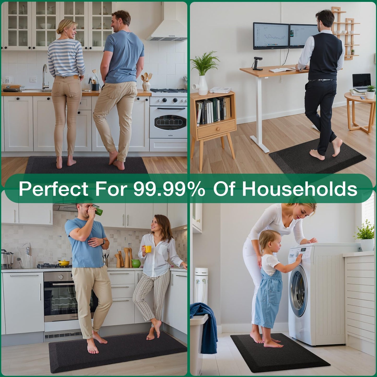 Anti Fatigue Cushioned Comfort Mats, Thick Ergonomic, Memory Foam Series