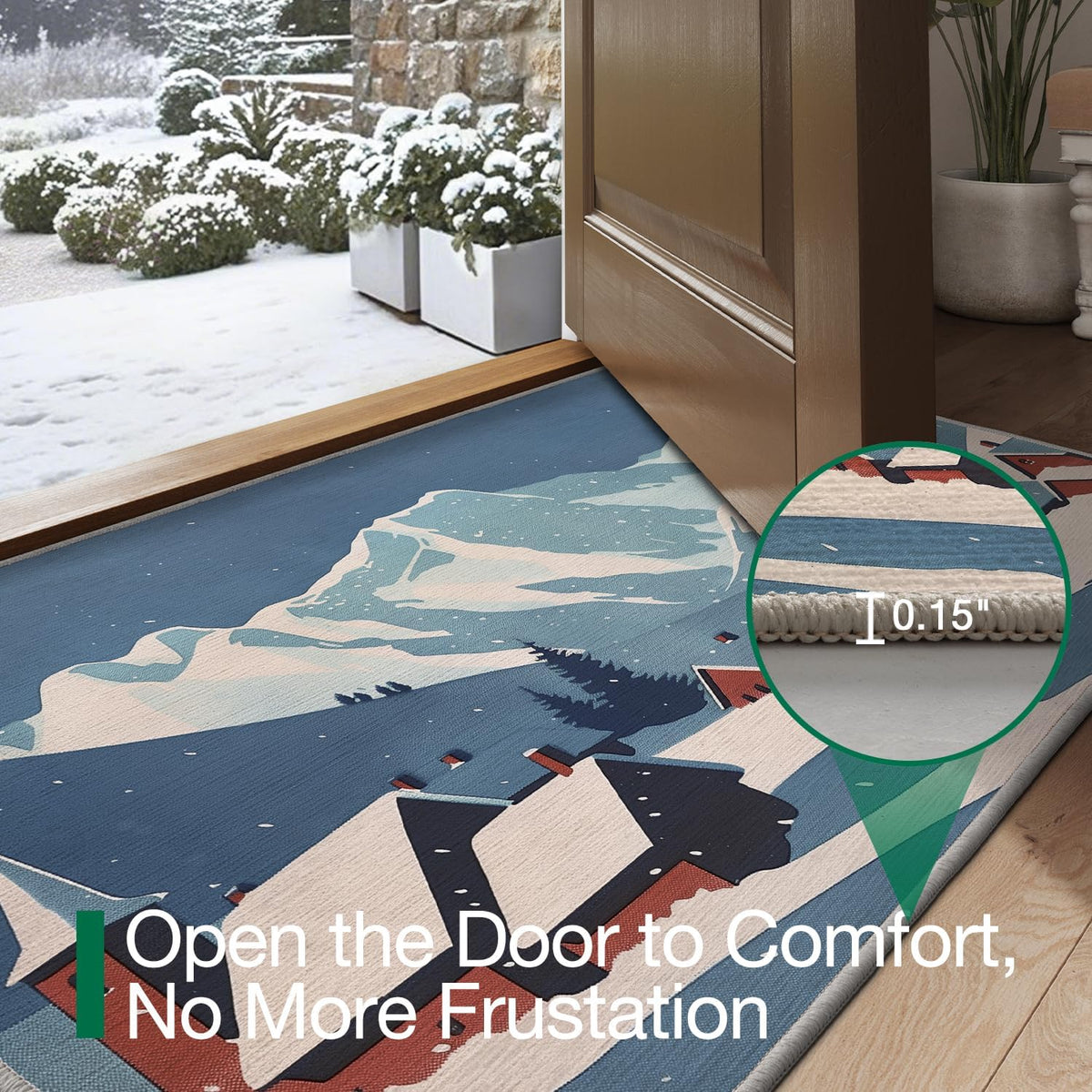 LUMI Indoor Doormat, Luxury Non-Slip Washable Entrance Mats Low Profile Ultra Thin Door Mat Entryway Rug, 18x30