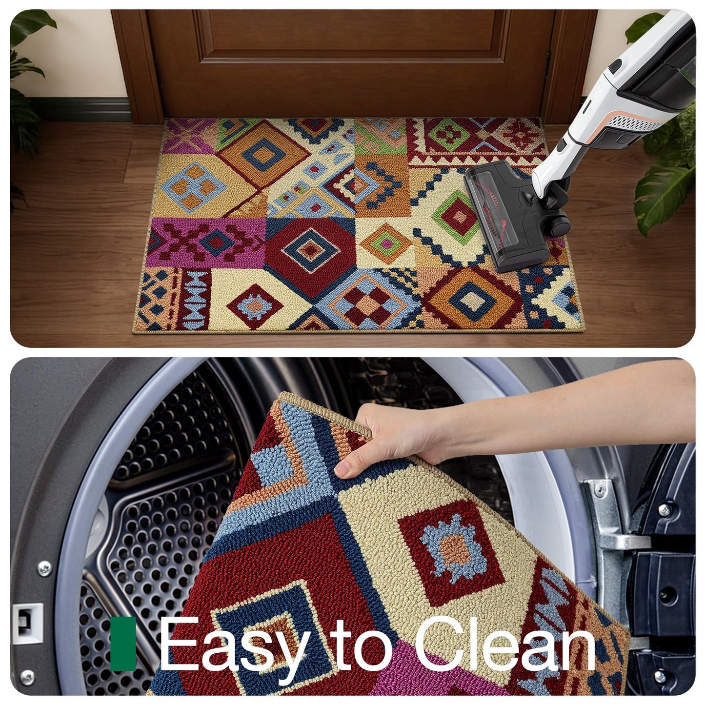 LUMI Indoor Door Mat 24x36, Non-Slip Durable Rubber Backing Washable