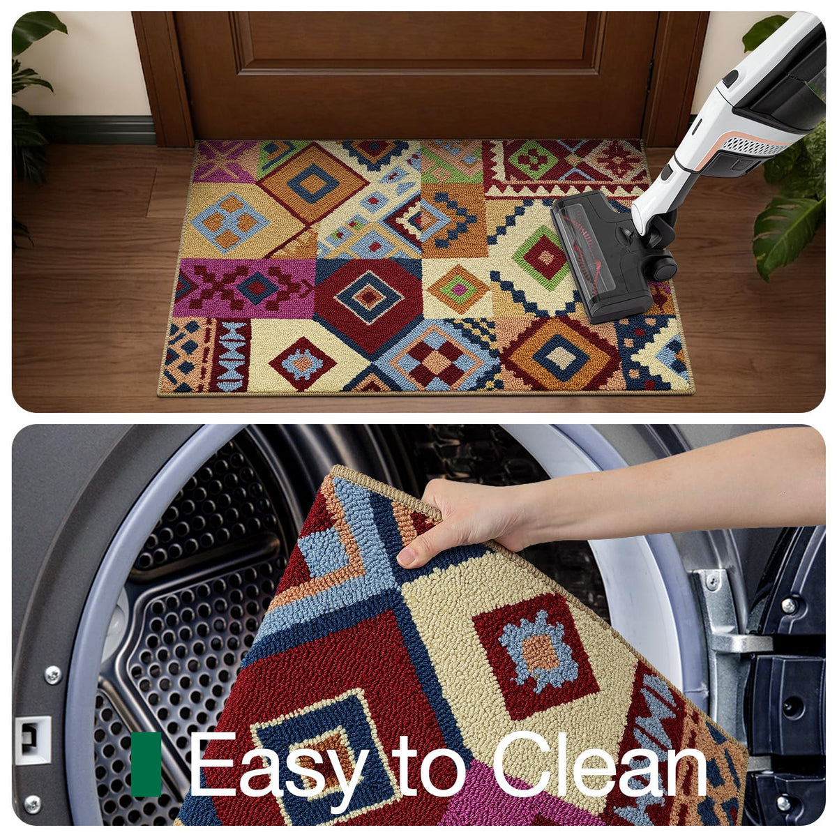 LUMI Indoor Door Mat 24x36, Non-Slip Durable Rubber Backing Washable