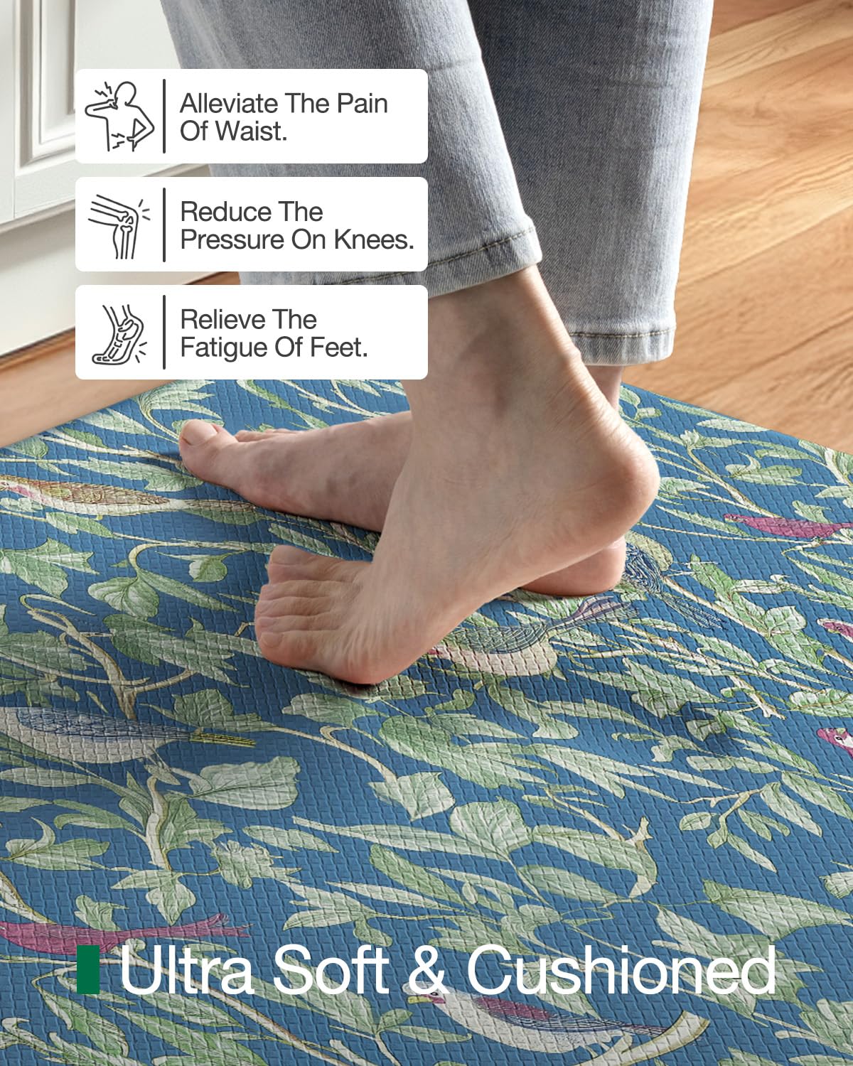 LUMI Anti-Fatigue Kitchen Floor Mats Set of 2,Cushioned Comfort Standing Rug Waterproof 2PCS, Non-Slip Ergonomic Foam Runner for Sink, Laundry, Office & Home,17x29+17x59,