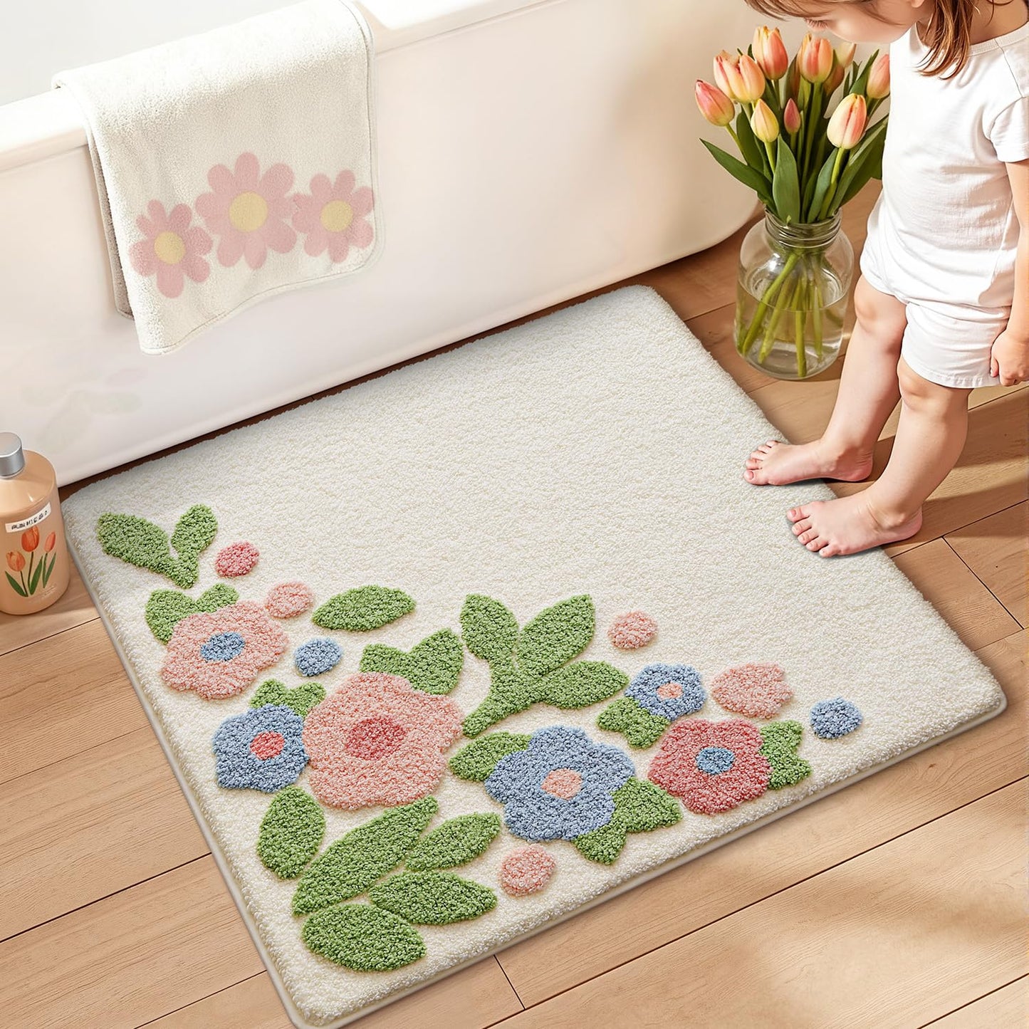 Bathroom Mat, Vibrant Plants Series.