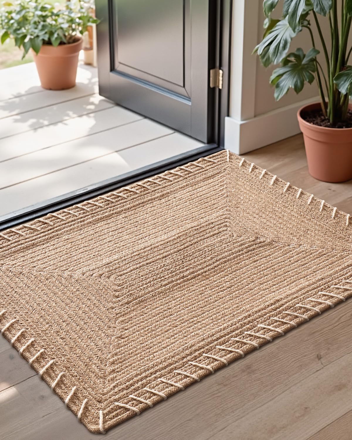 Handwoven Jute Door Mat, LUMI luxury Knit Jute Collection